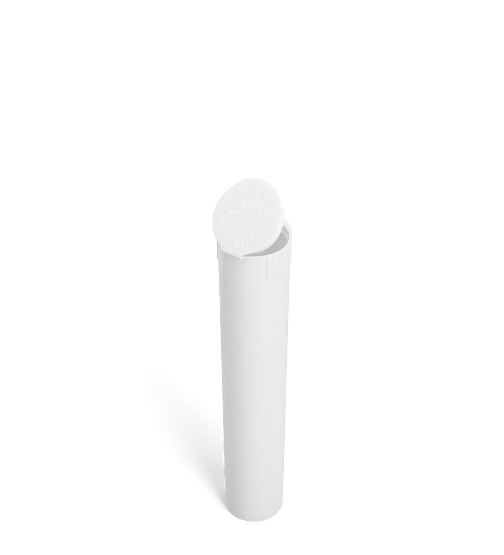 Child Resistant | Pop Top Opaque Plastic Pre-Roll Tubes (Open) | 95mm - White - 1000 Count