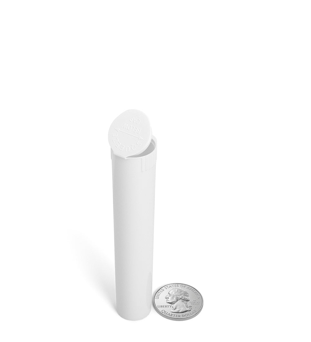 Child Resistant | Pop Top Opaque Plastic Pre-Roll Tubes (Open) | 95mm - White - 1000 Count