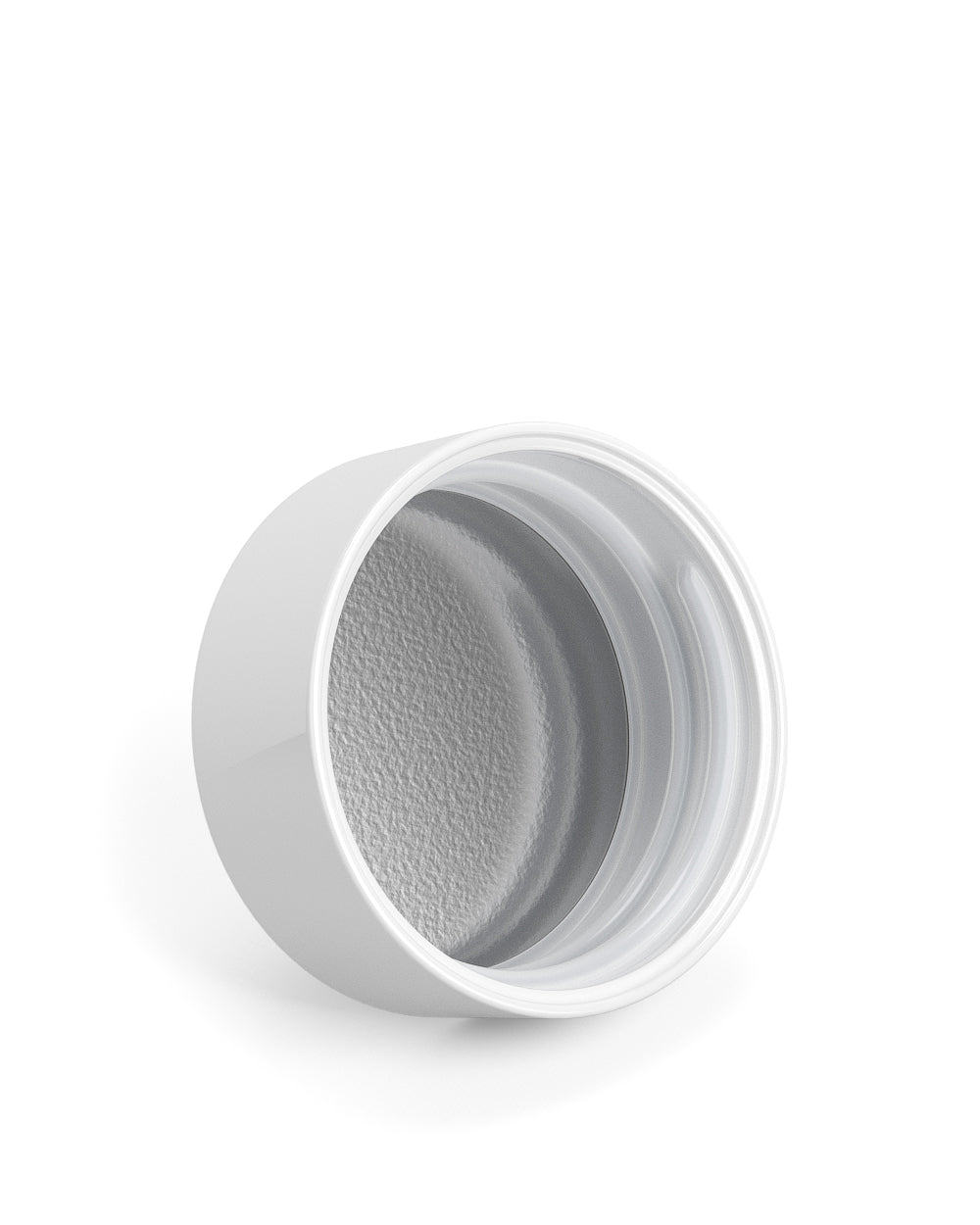 Child Resistant | Smooth Push Down & Turn Plastic PCR Caps w/ Foil Liner | 38mm - Glossy White - 320 Count