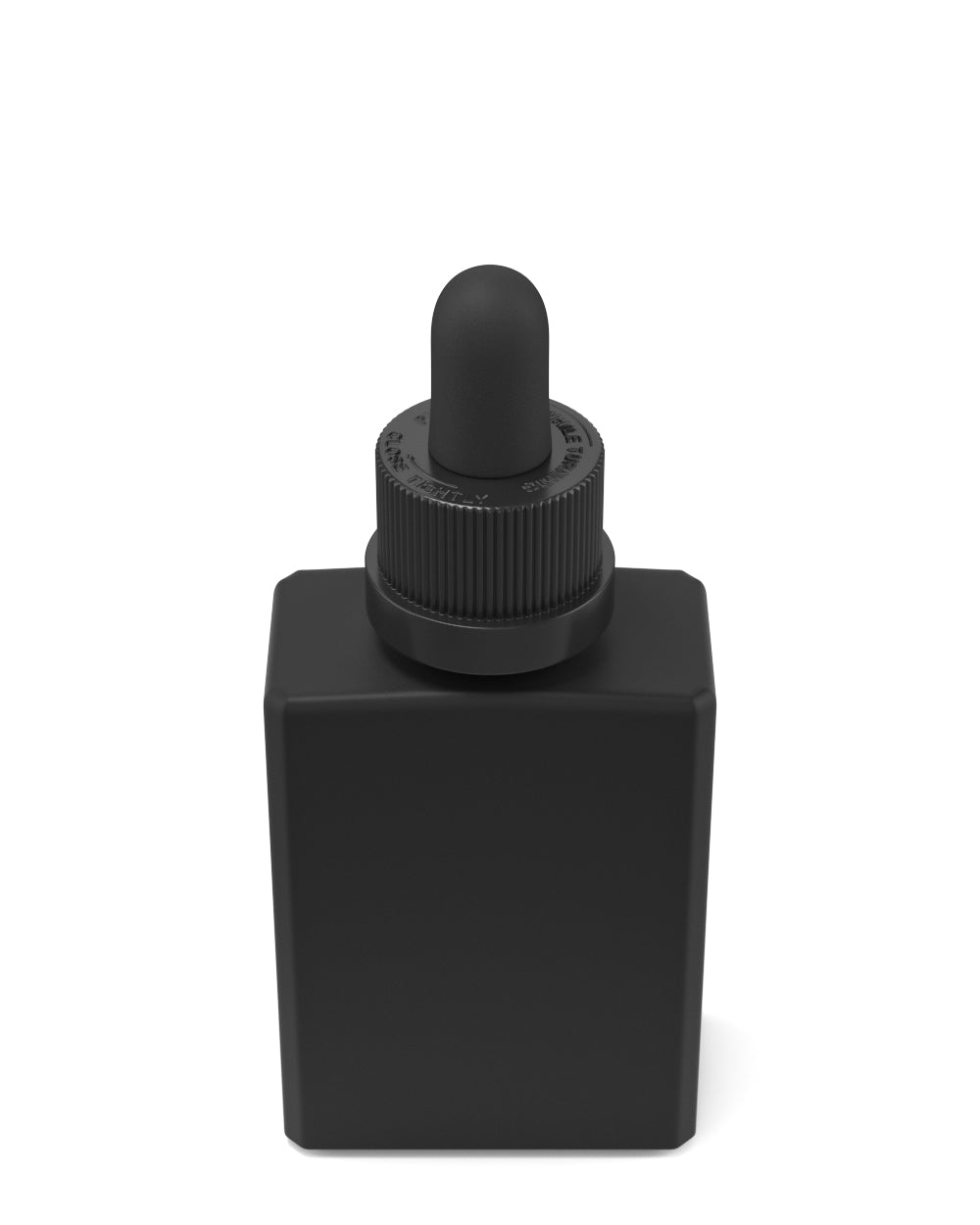 Child Resistant | Rectangular Glass Tincture Bottles w/ Black Ribbed Dropper Cap | 30mL - Matte Black - 120 Count
