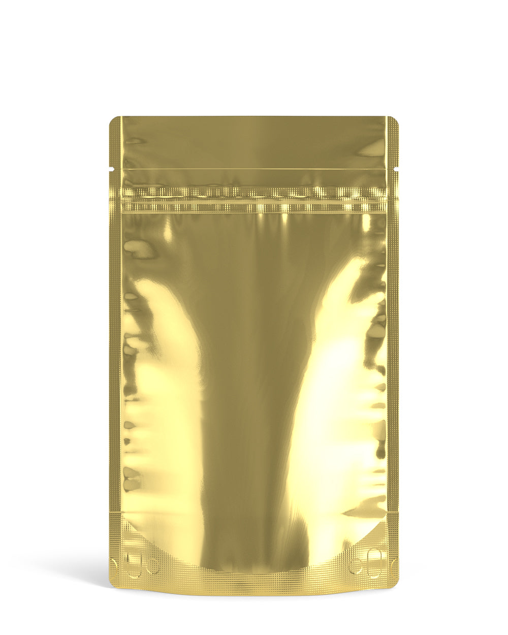 Tamper Evident | Glossy Gold Vista PCR Mylar Bag (Tear Notch) | 5in x 8.1in - 14g - 1000 Count