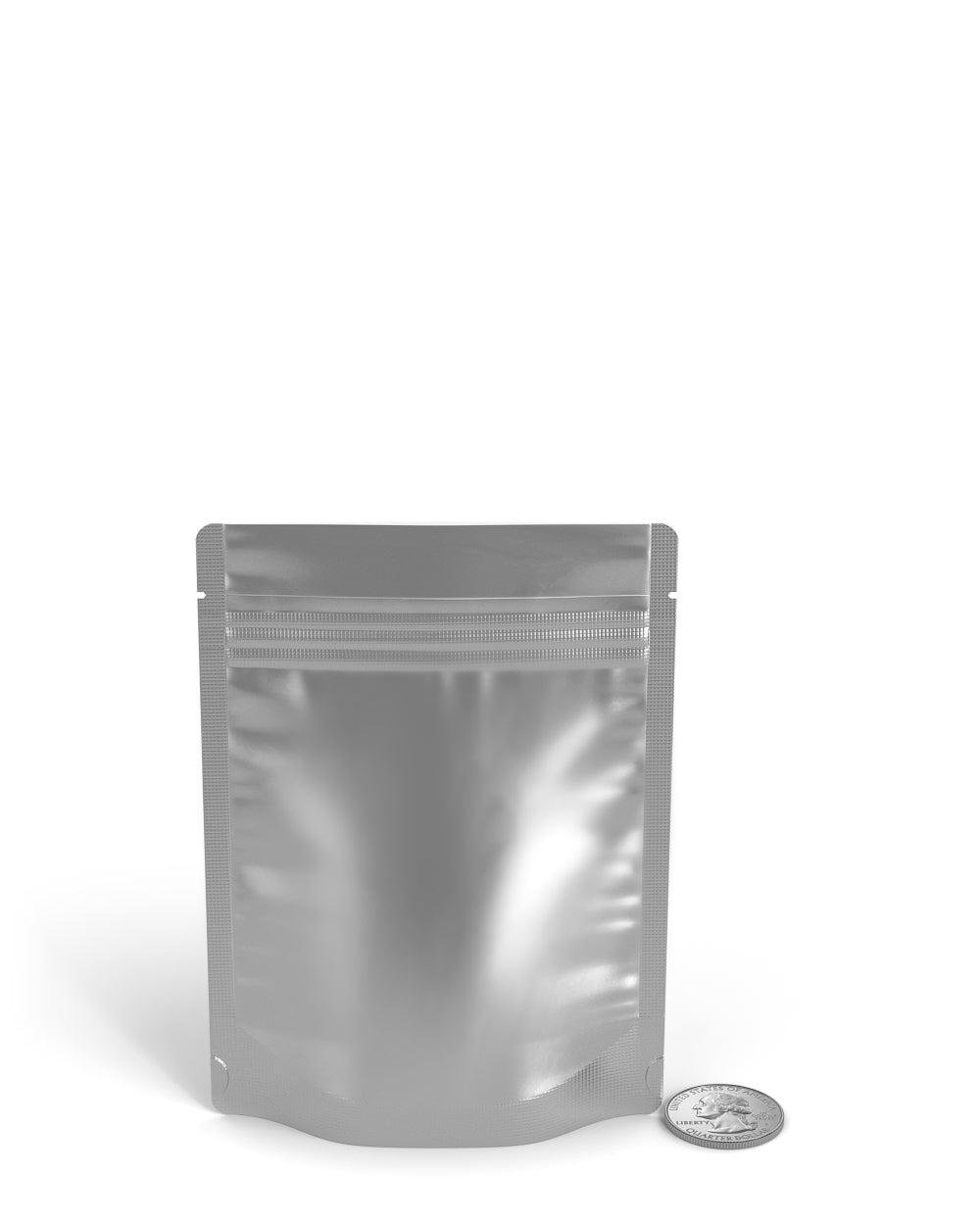 Tamper Evident | Matte Silver Vista Mylar Bags (Tear Notch) | 3.6in x 5in - 3.5g - 1000 Count