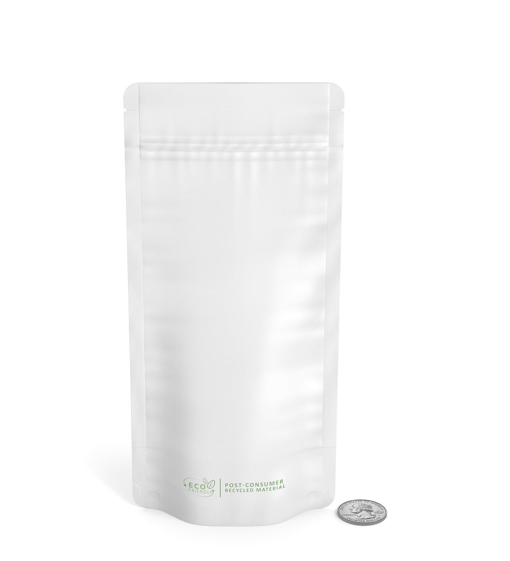 Tamper Evident | Matte White PCR Mylar Bag (Tear Notch) | 3.6in x 5in - 3.5g - 1000 Count