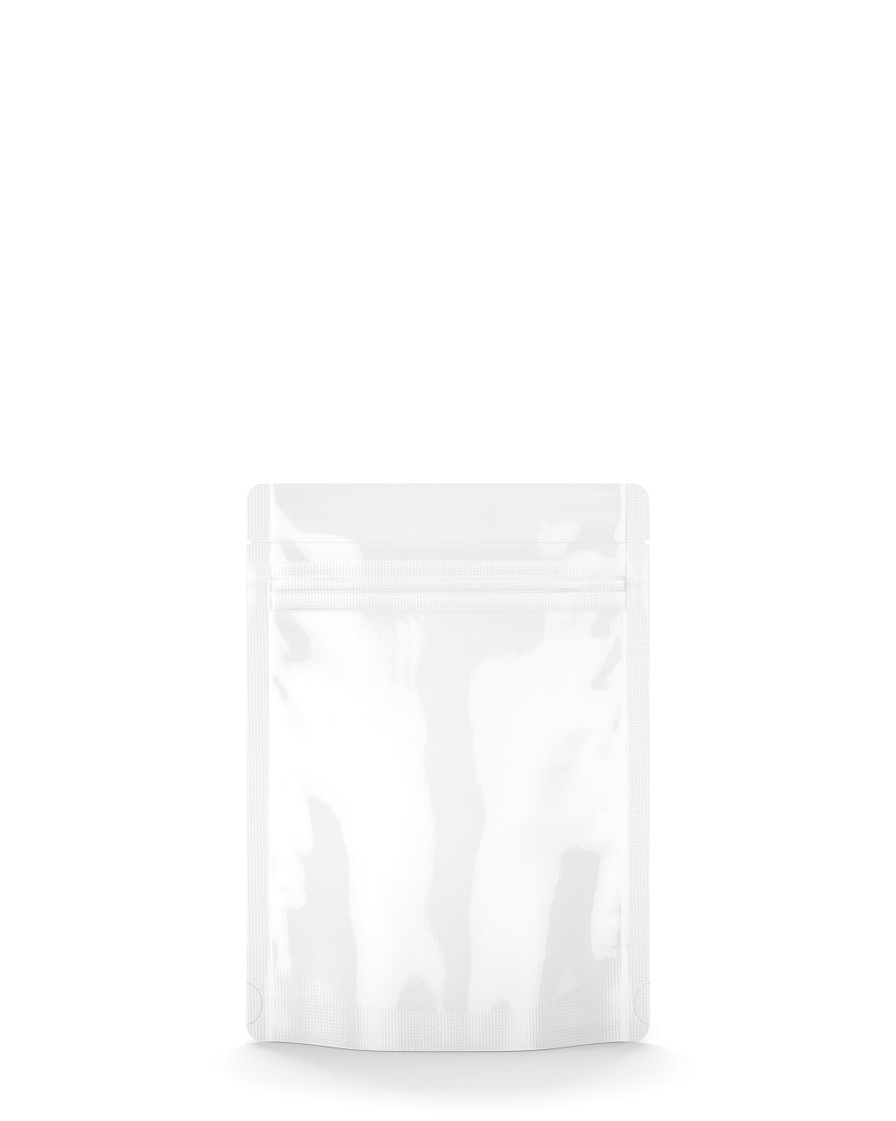 Tamper Evident | Glossy White Mylar Bag (Tear Notch) | 3.6in x 5in - 3.5g - 1000 Count