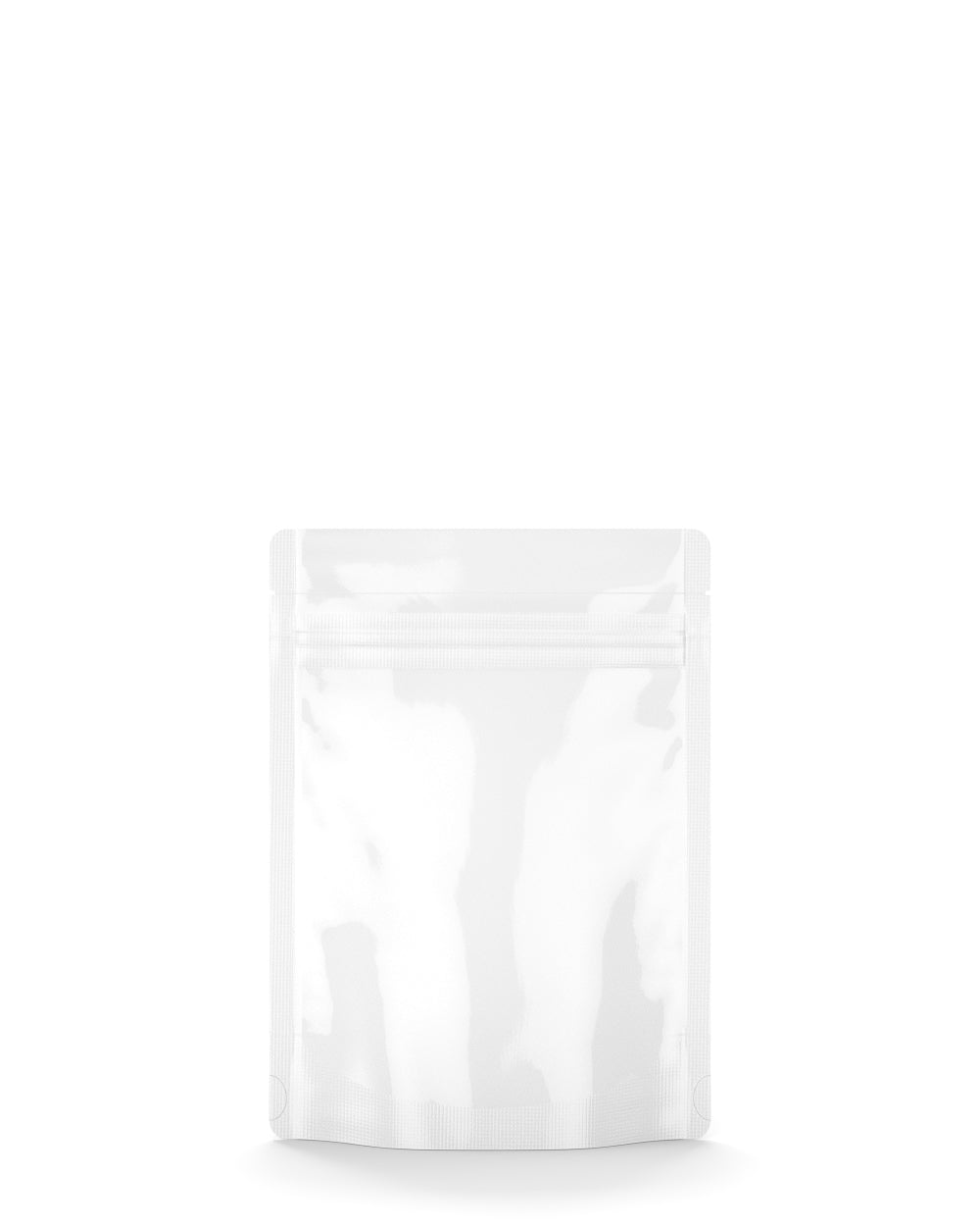 Tamper Evident | Glossy White Mylar Bag (Tear Notch) | 3.6in x 5in - 3.5g - 1000 Count