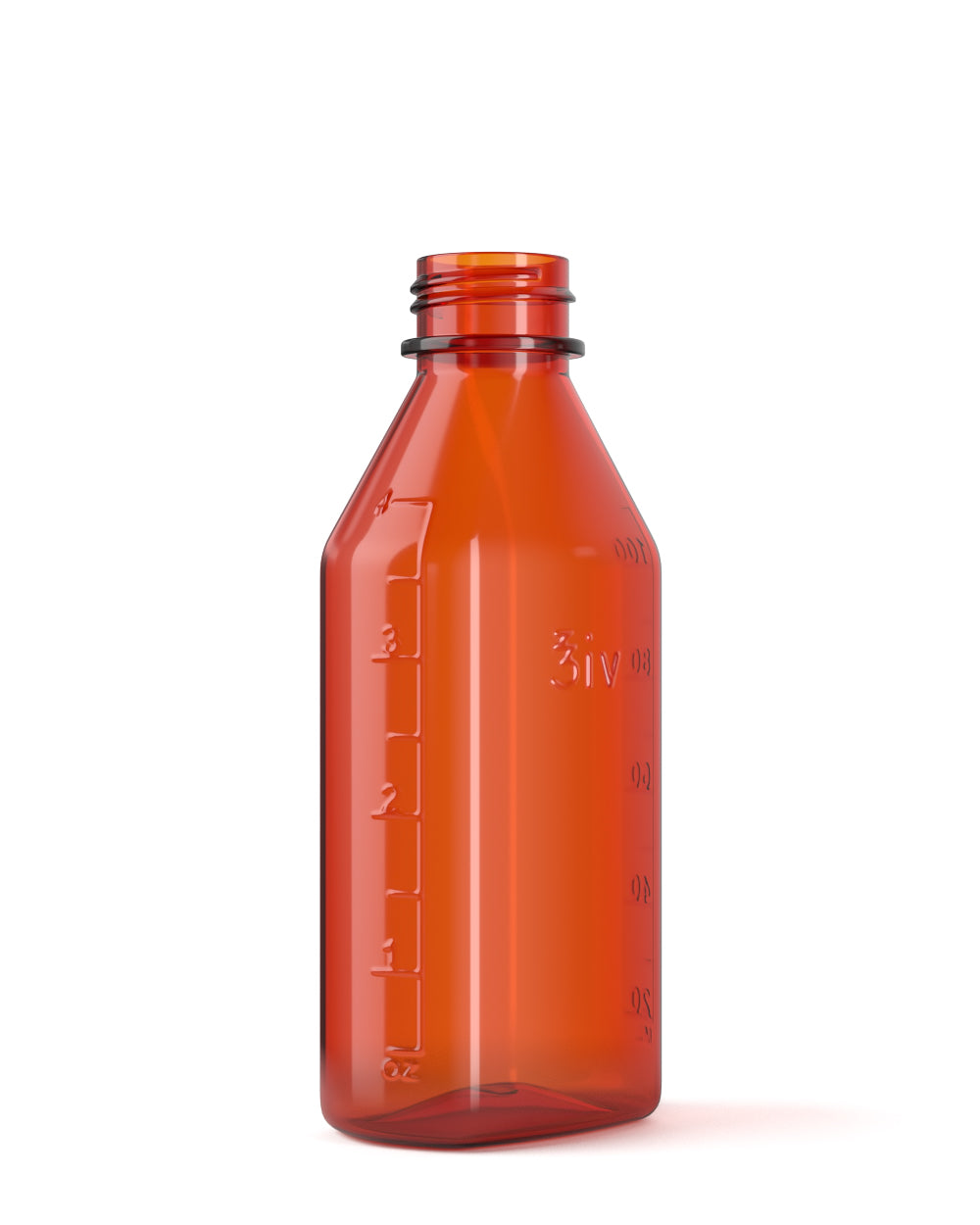 Child Resistant | Push Down & Turn Plastic Syrup Bottles w/ Oral Adapters | 4oz - Amber - 120 Count