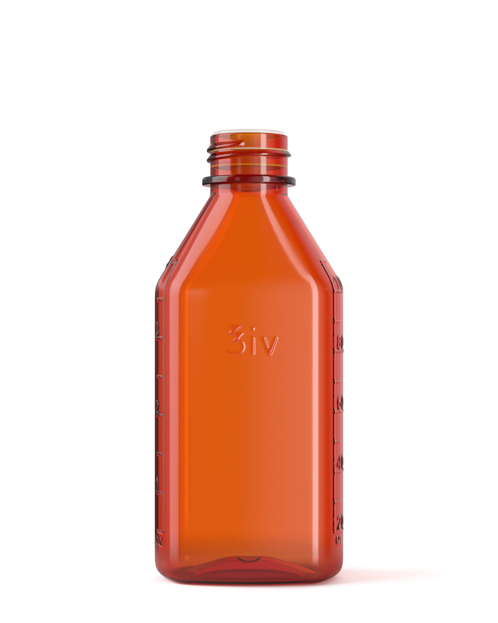 Child Resistant | Push Down & Turn Plastic Syrup Bottles w/ Oral Adapters | 4oz - Amber - 120 Count