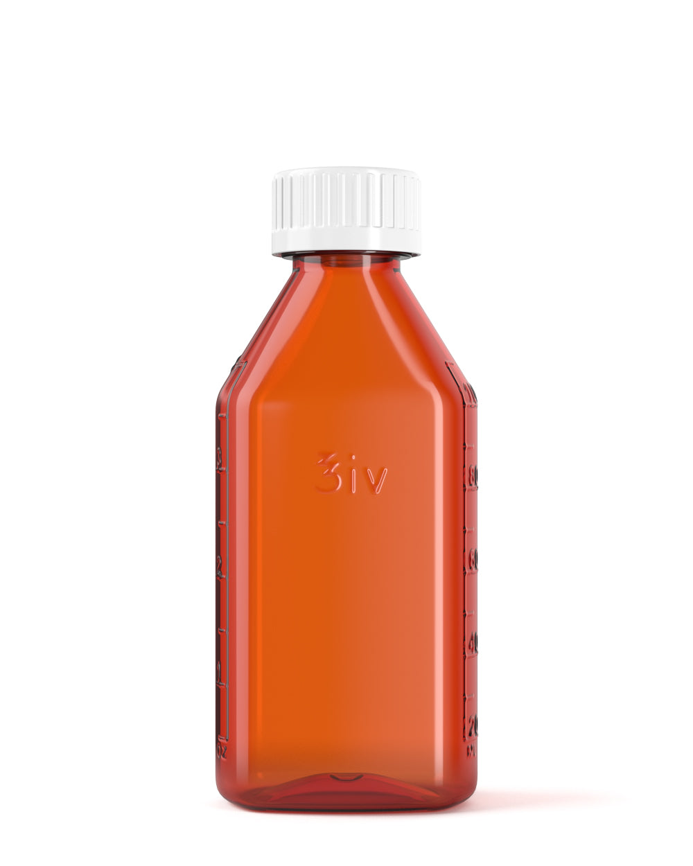 Child Resistant | Push Down & Turn Plastic Syrup Bottles w/ Oral Adapters | 4oz - Amber - 120 Count