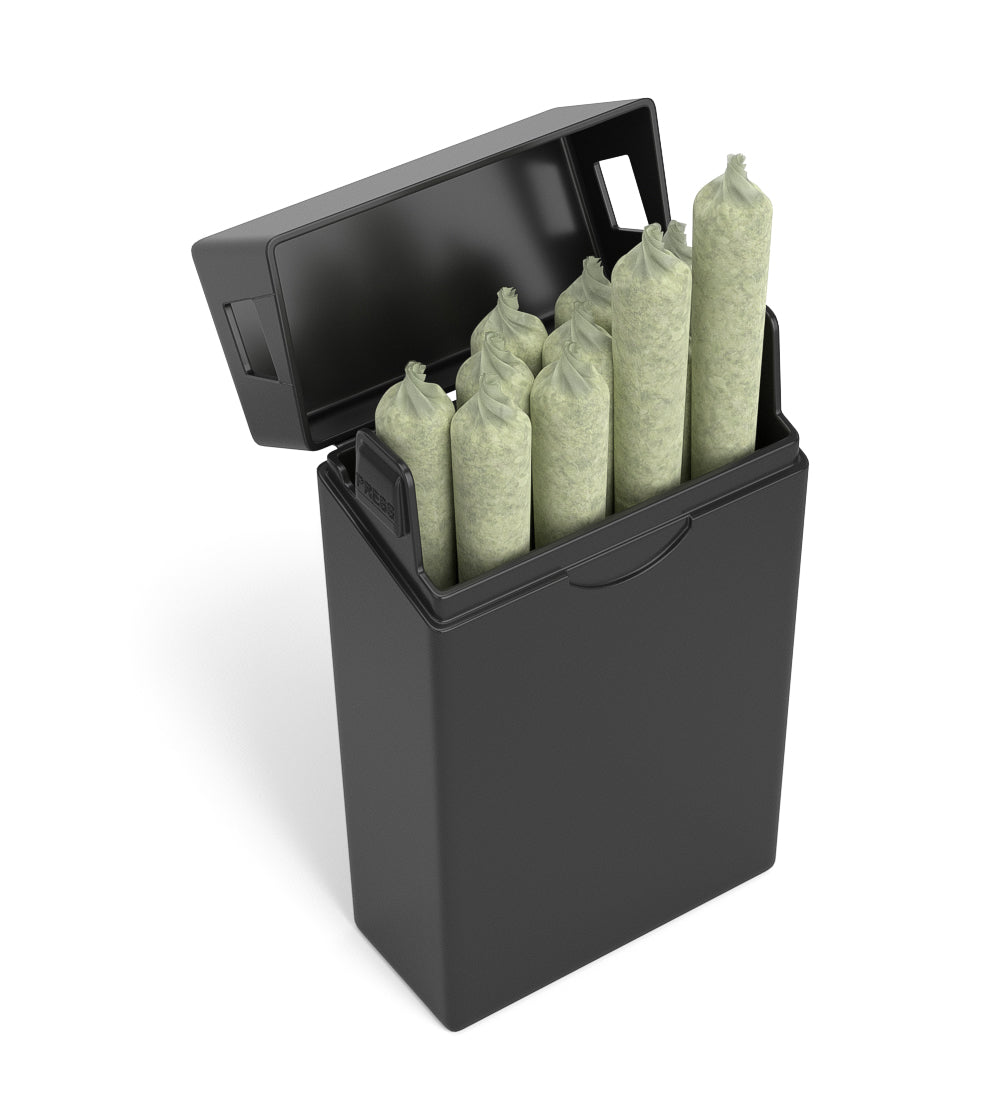 Child Resistant & Sustainable | 100% Biodegradable Pinch 'N Flip Pre-Roll Case | 88mm x 49mm - Black Plastic - 130 Count