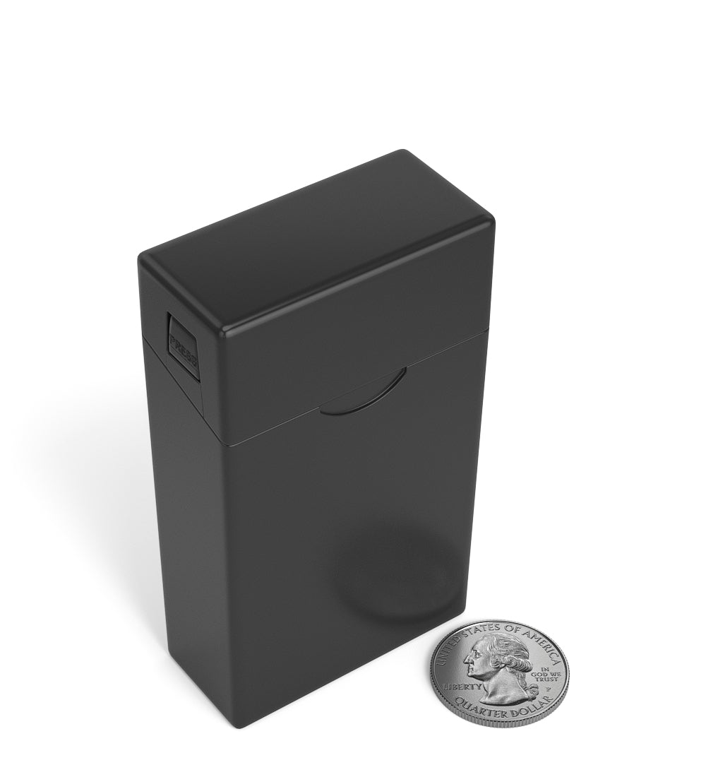 Child Resistant & Sustainable | 100% Biodegradable Pinch 'N Flip Pre-Roll Case | 88mm x 49mm - Black Plastic - 130 Count