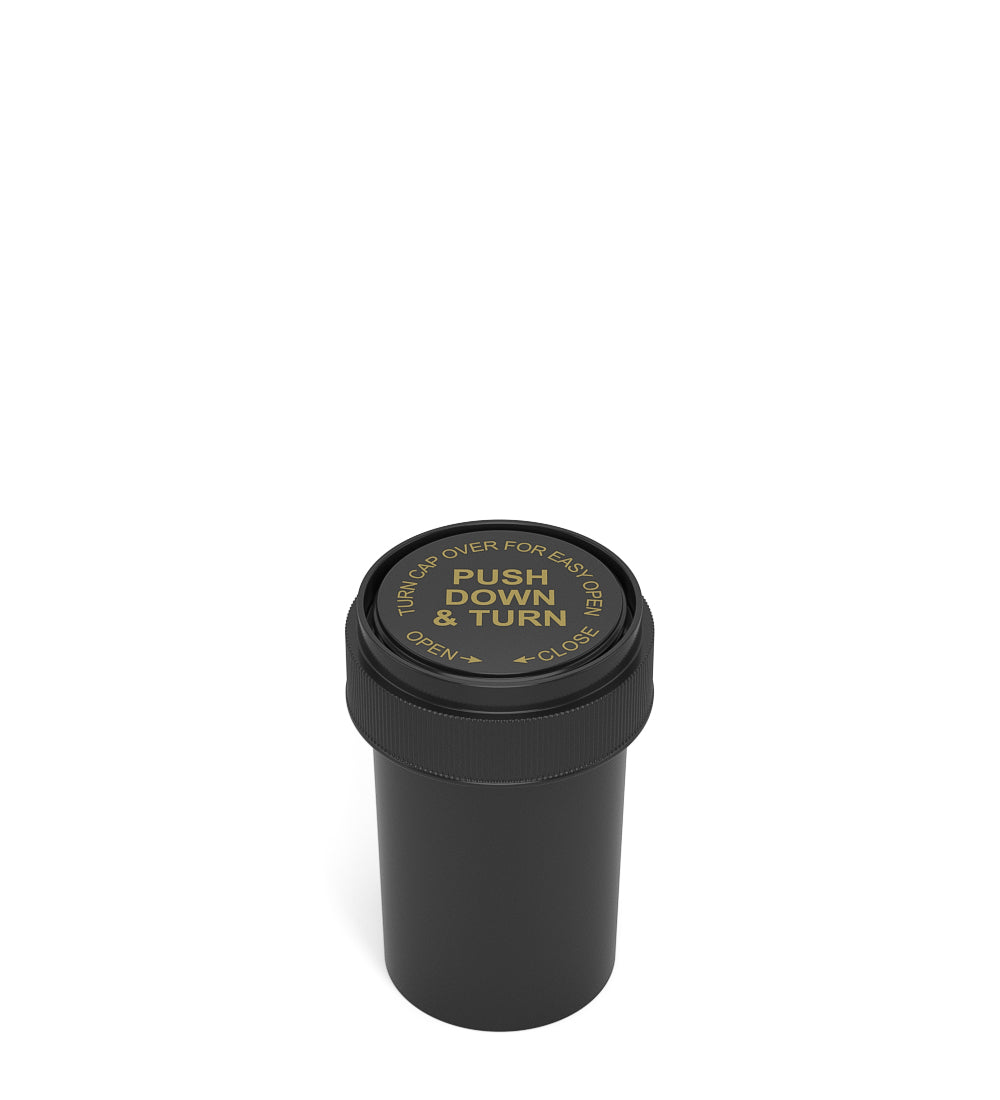 Child Resistant | Black Reversible PCR Cap Vials | 20dr - 3.5g - 240 Count