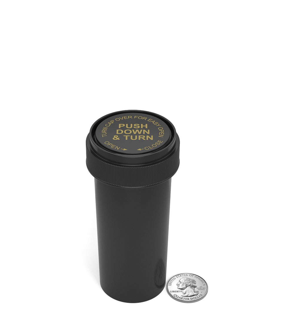 Child Resistant | Opaque Black Reversible Cap Vials | 30dr - 7g - 190 Count