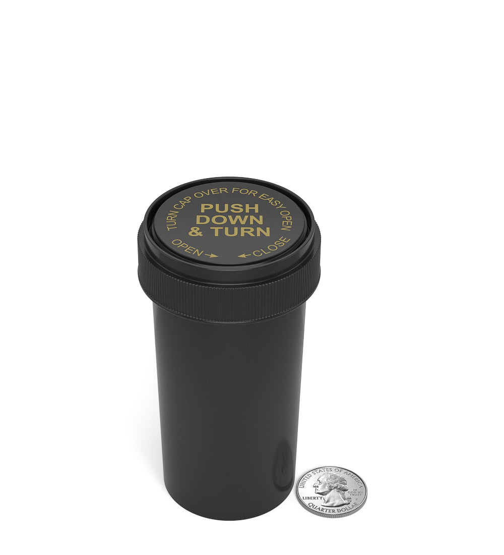 Child Resistant | Black Reversible Cap Vials | 40dr - 10g - 150 Count