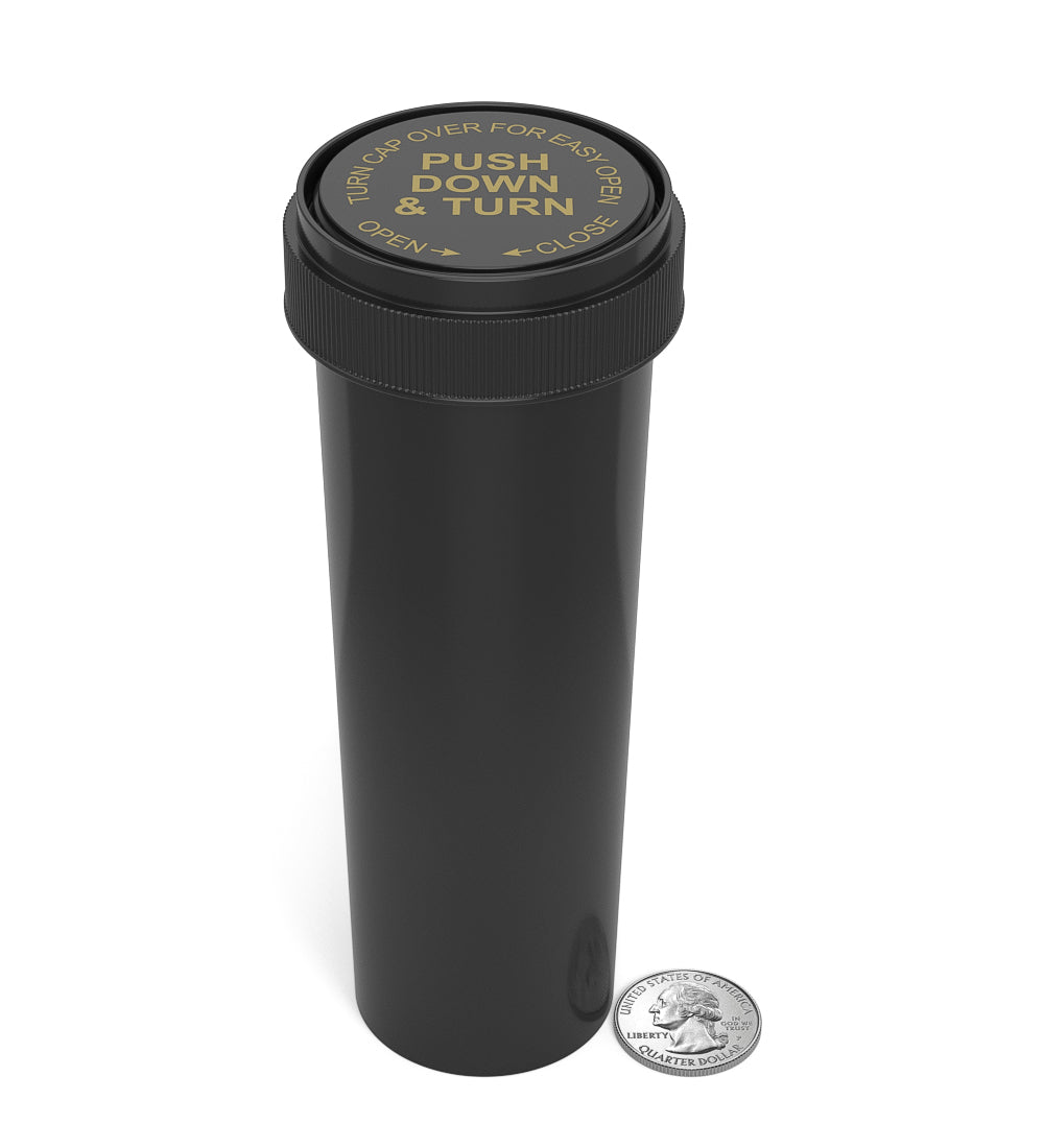 Child Resistant | Black Reversible PCR Cap Vials | 60dr - 14g - 100 Count