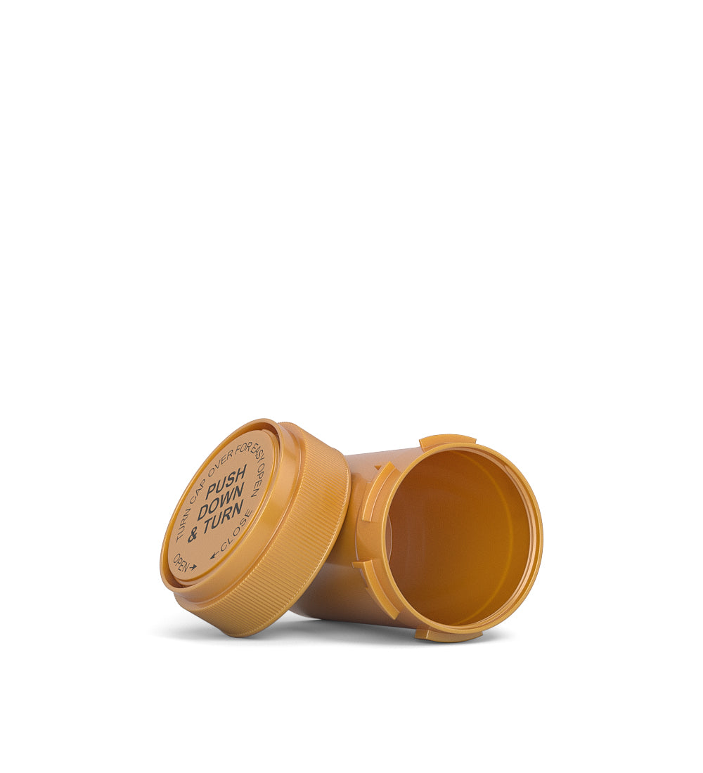 Child Resistant | Opaque Gold Blank Cap Reversible Vials | 20dr - 3.5g - 240 Count