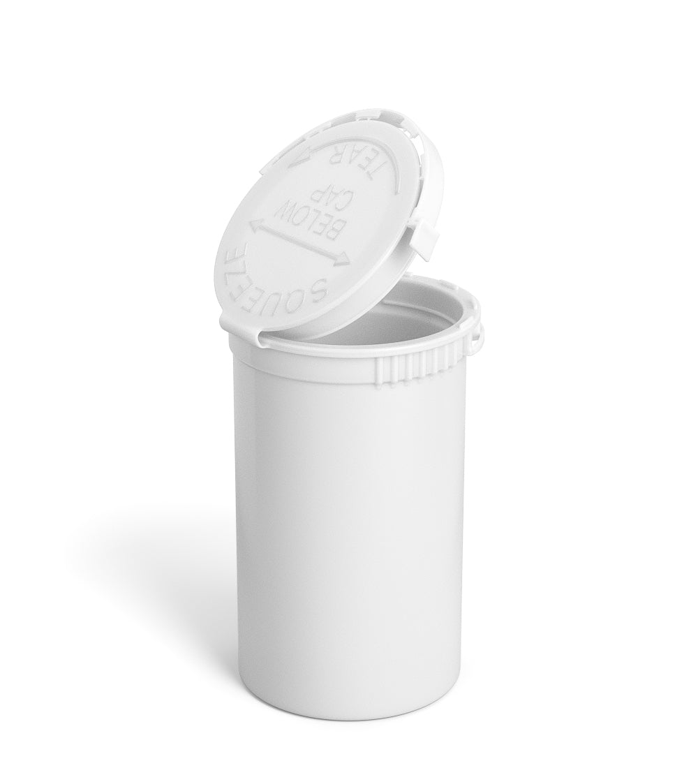 Child Resistant & Tamper Evident | Opaque White Pop Top PCR Bottles | 19dr - 3.5g - 256 Count