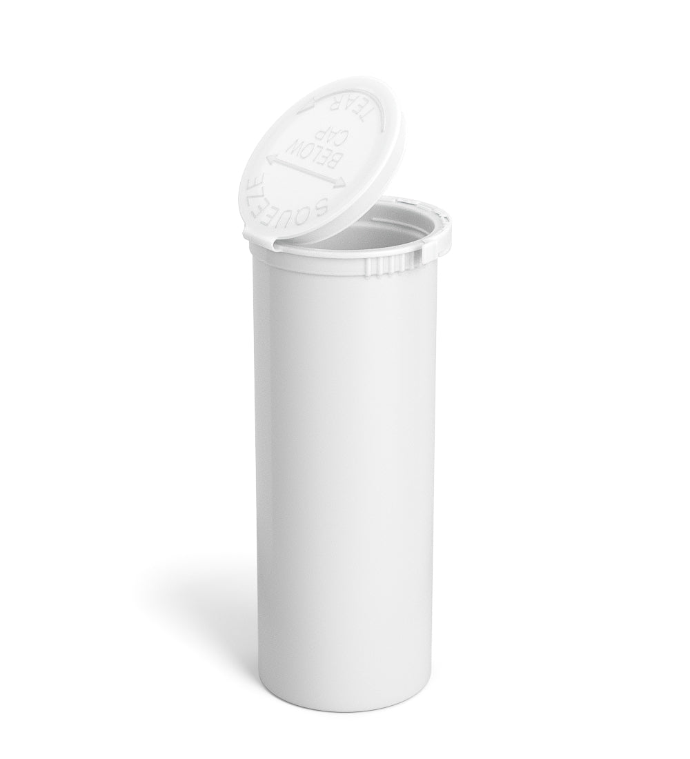 Child Resistant & Tamper Evident | Opaque White Pop Top Bottles | 60dr - 14g - 102 Count