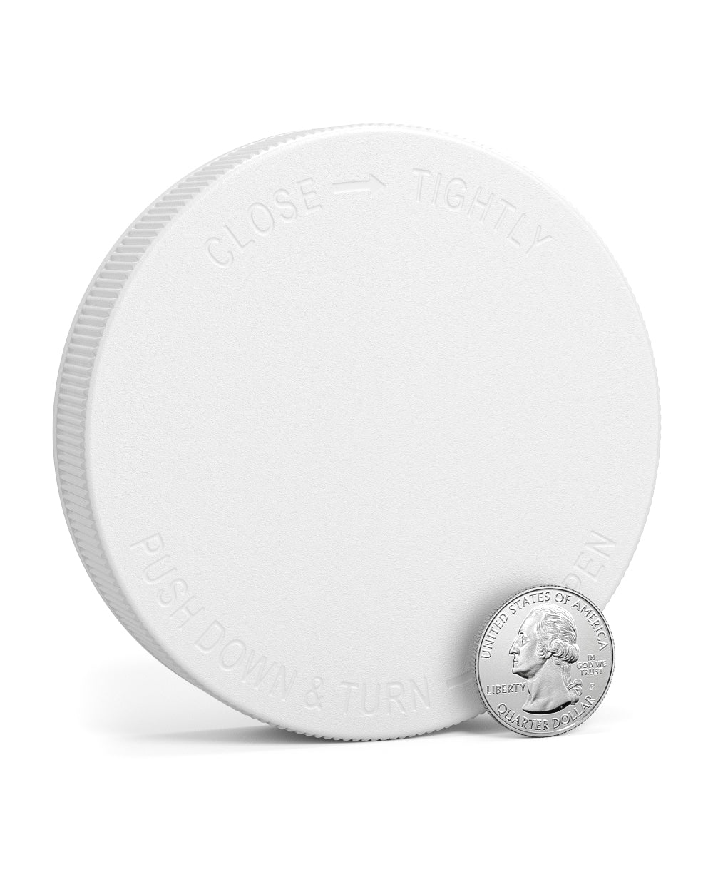 Child Resistant | Ribbed Push Down & Turn Plastic Caps | 89mm - Matte White - 205 Count