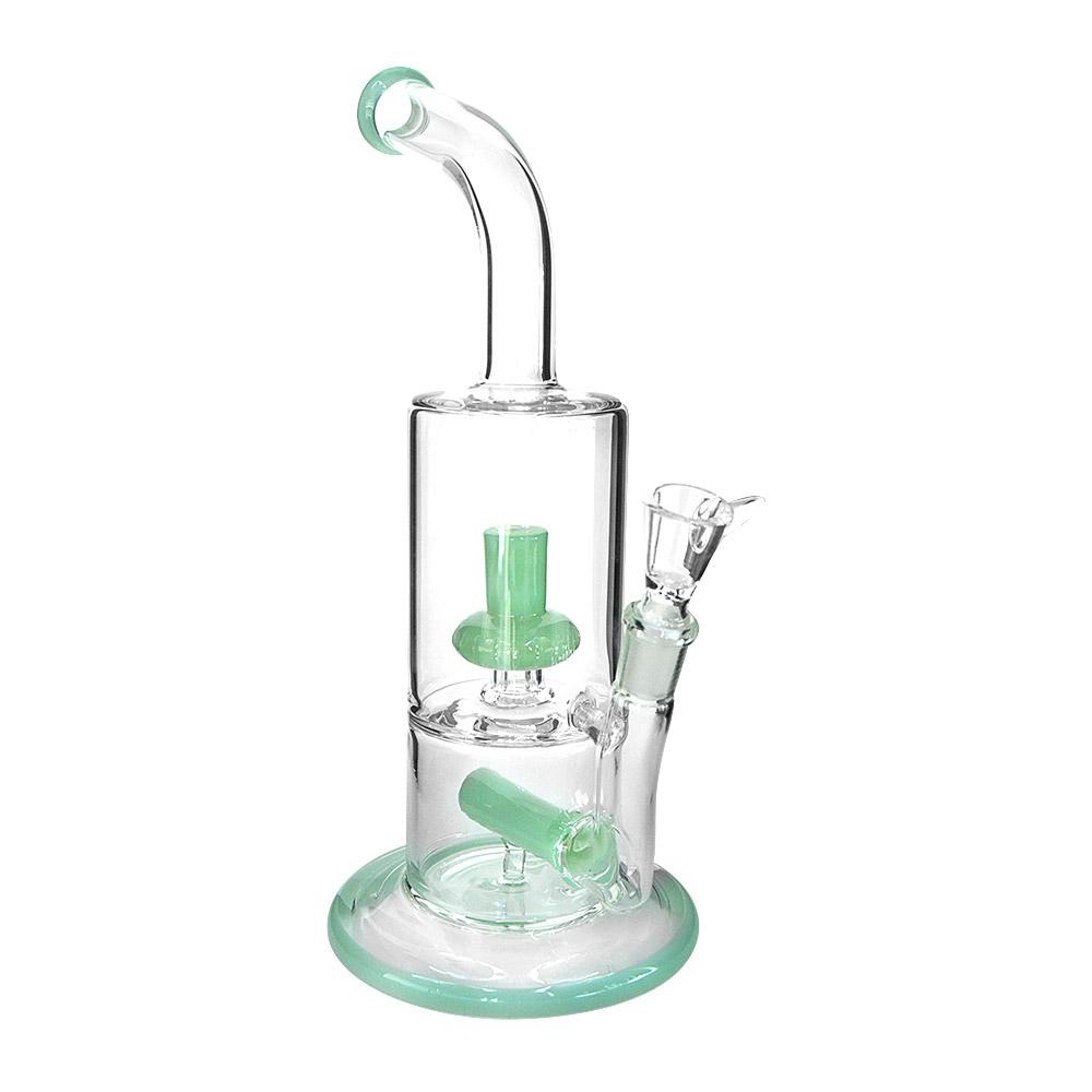 10" Green Double Perc Water Pipe 14mm - 6