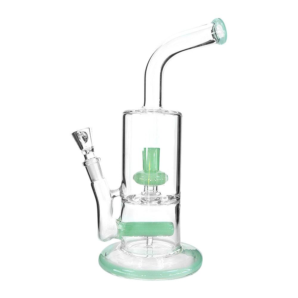 10" Green Double Perc Water Pipe 14mm - 1