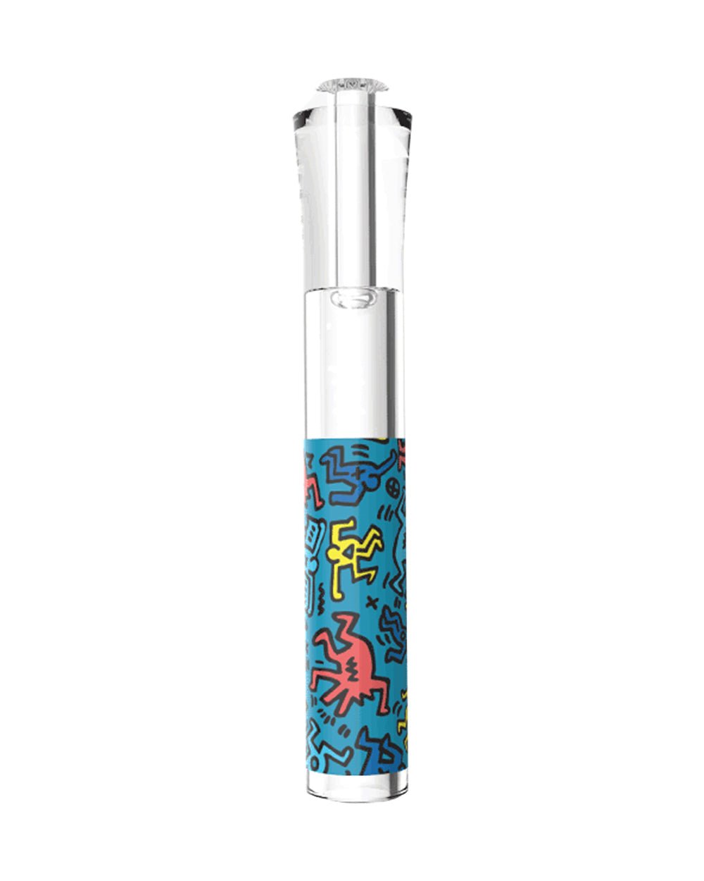 Keith Haring | Glass Taster Chillum Hand Pipe | 3in Long - Glass - Black & White - 3