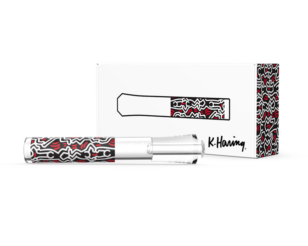 Keith Haring | Glass Taster Chillum Hand Pipe | 3in Long - Glass - Black & White - 6