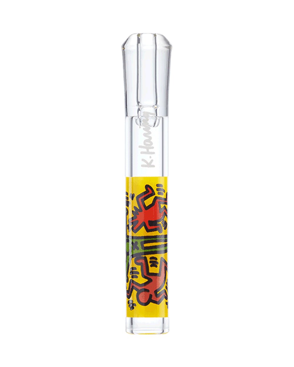 Keith Haring | Glass Taster Chillum Hand Pipe | 3in Long - Glass - Black & White - 7