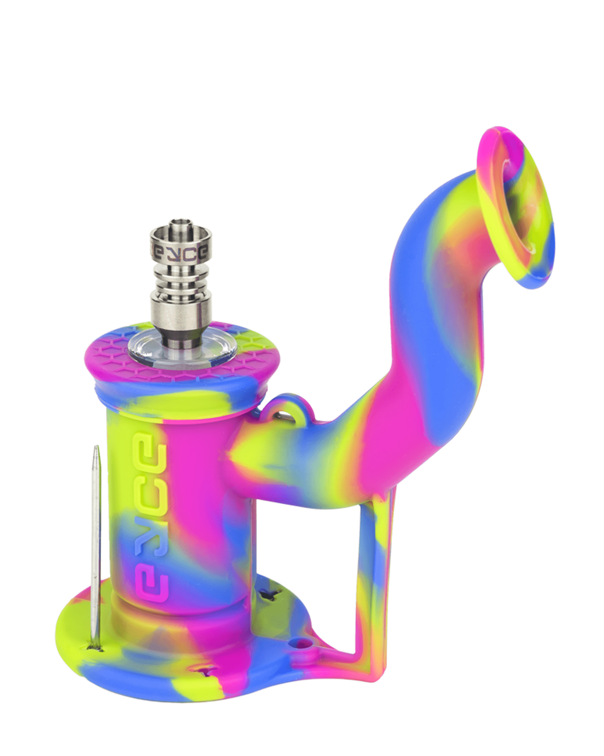 Eyce | 'Retail Display' Silicone Assorted Dab Rig II | 6in Tall - 10mm Banger - 9 Count - 18