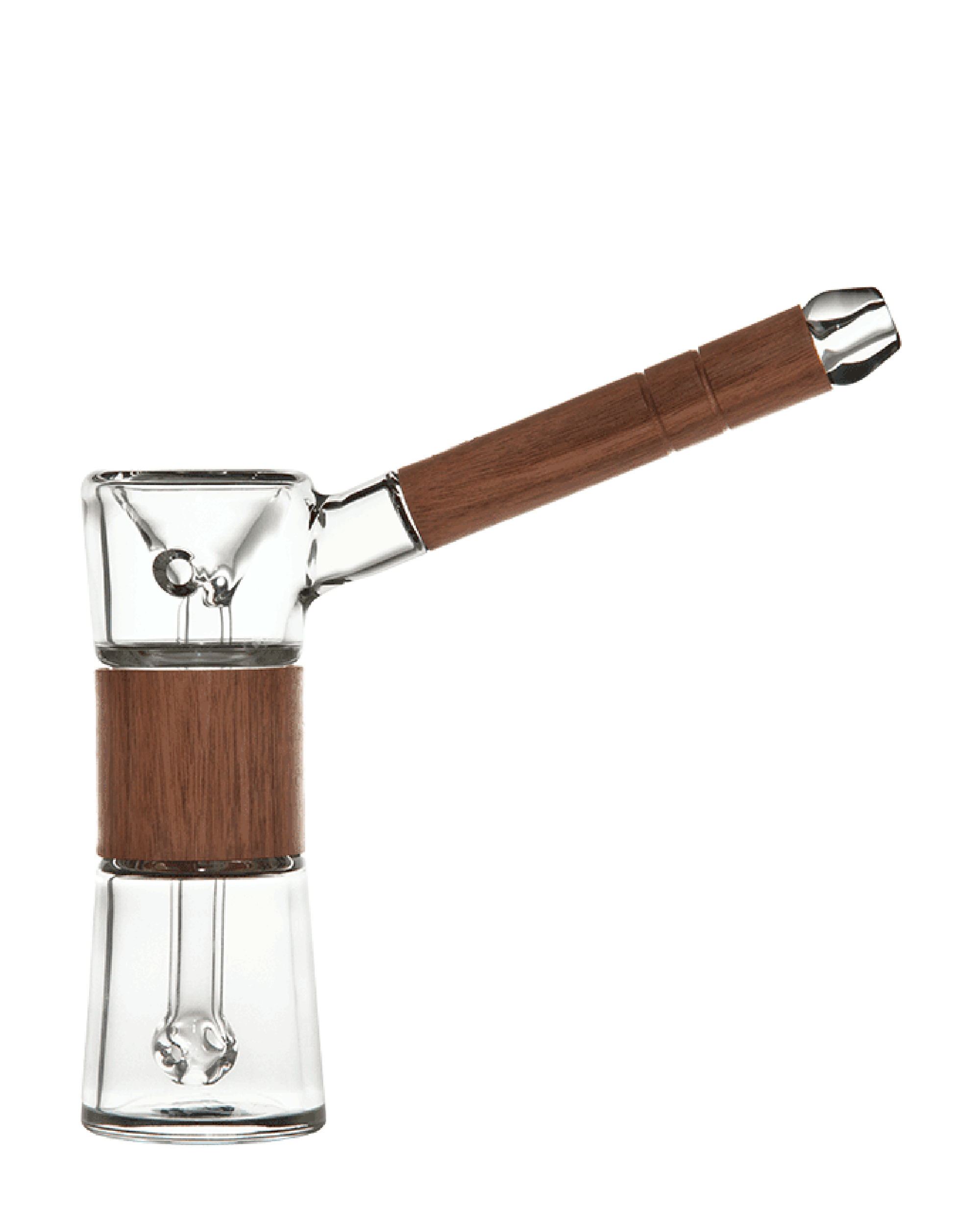 Marley Natural | Hammer Glass Bubbler w/ Thick Base | 5.5in Tall - 14mm Bowl - Black Walnut - 1