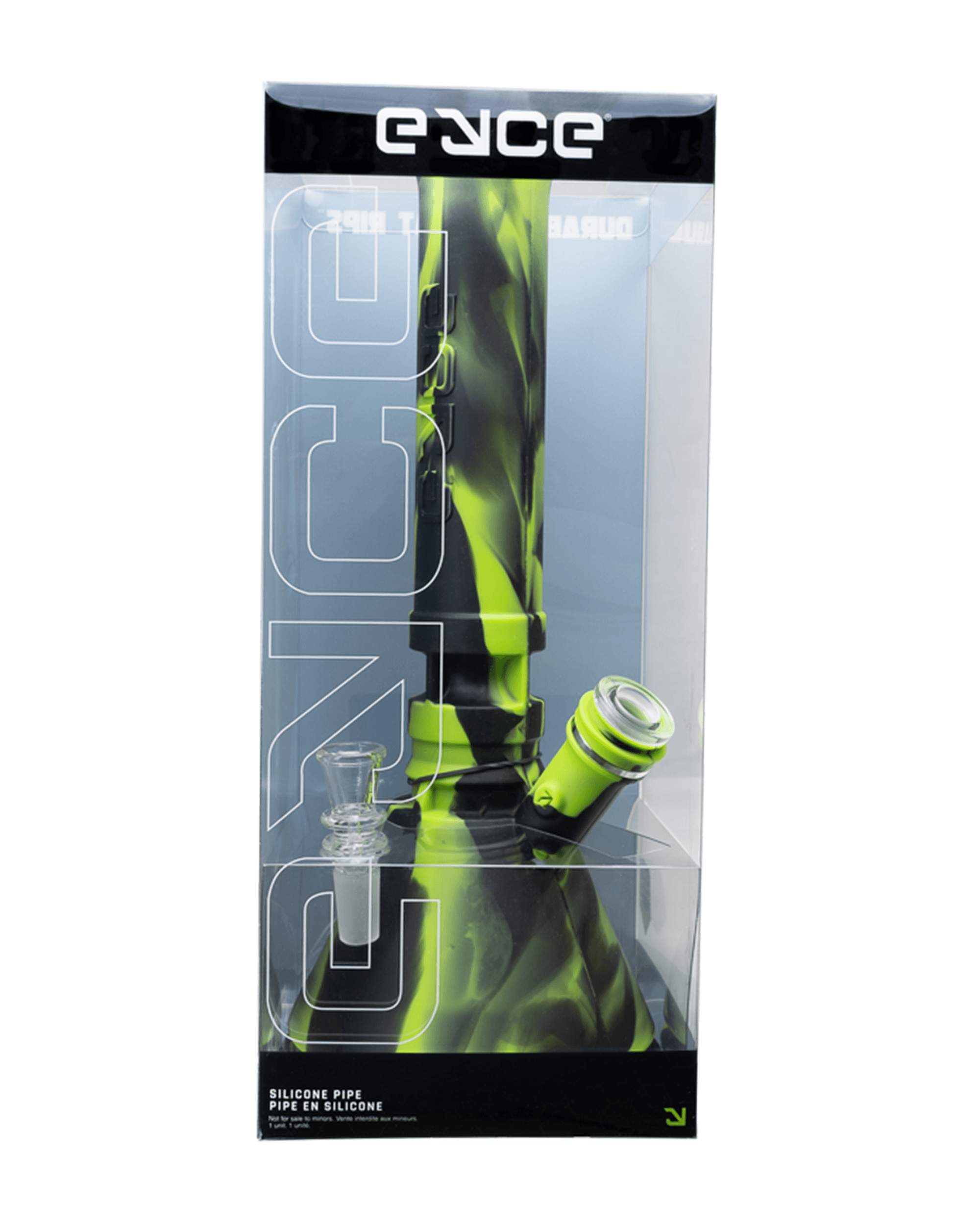 Eyce | Straight Neck Platinum-Cure Silicone Beaker Water Pipe | 12in Tall - 14mm Bowl - Assorted - 7