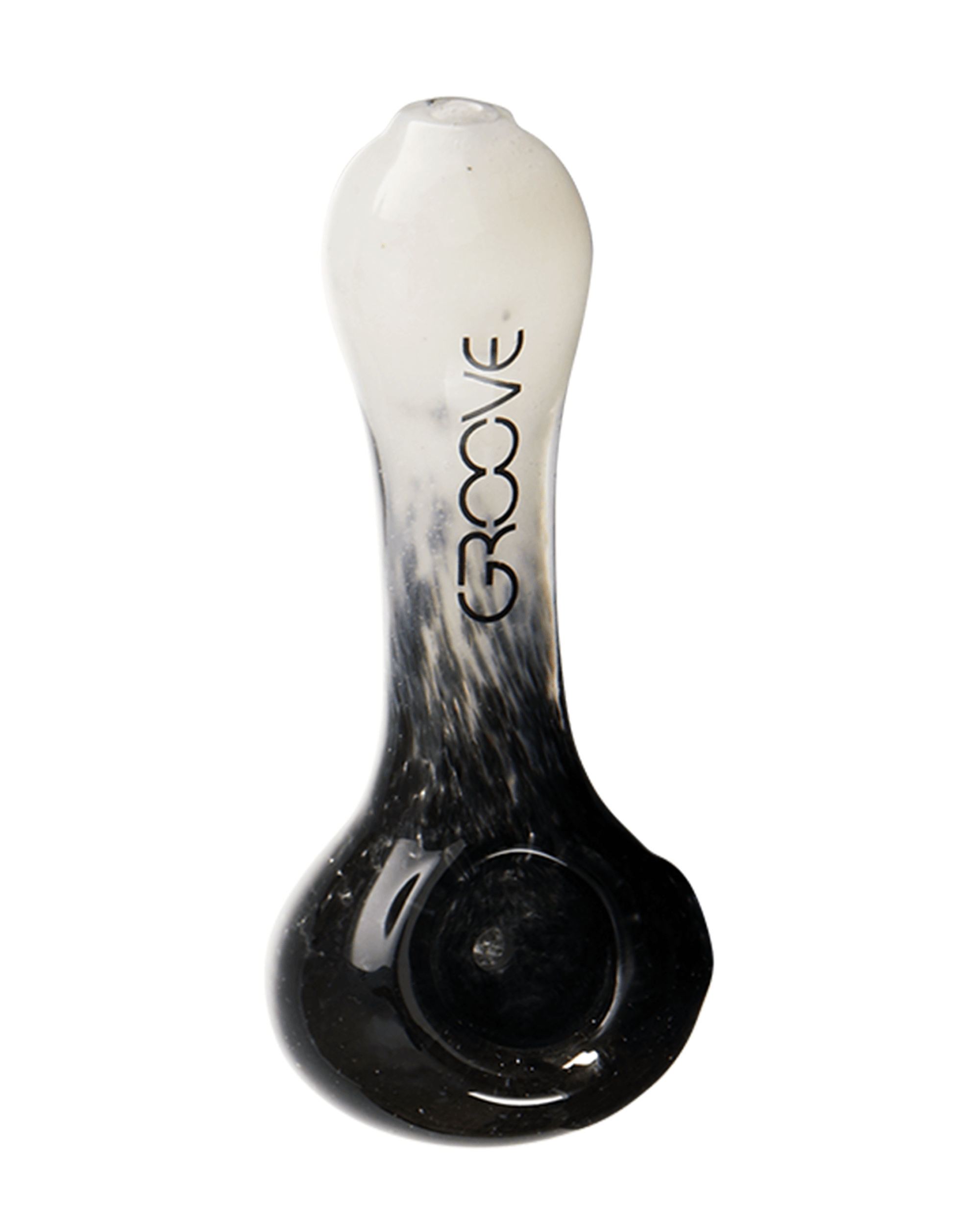 Groove | Fritted Spoon Hand Pipe w/ Black Accents | 4in Long - Glass - Clear - 1