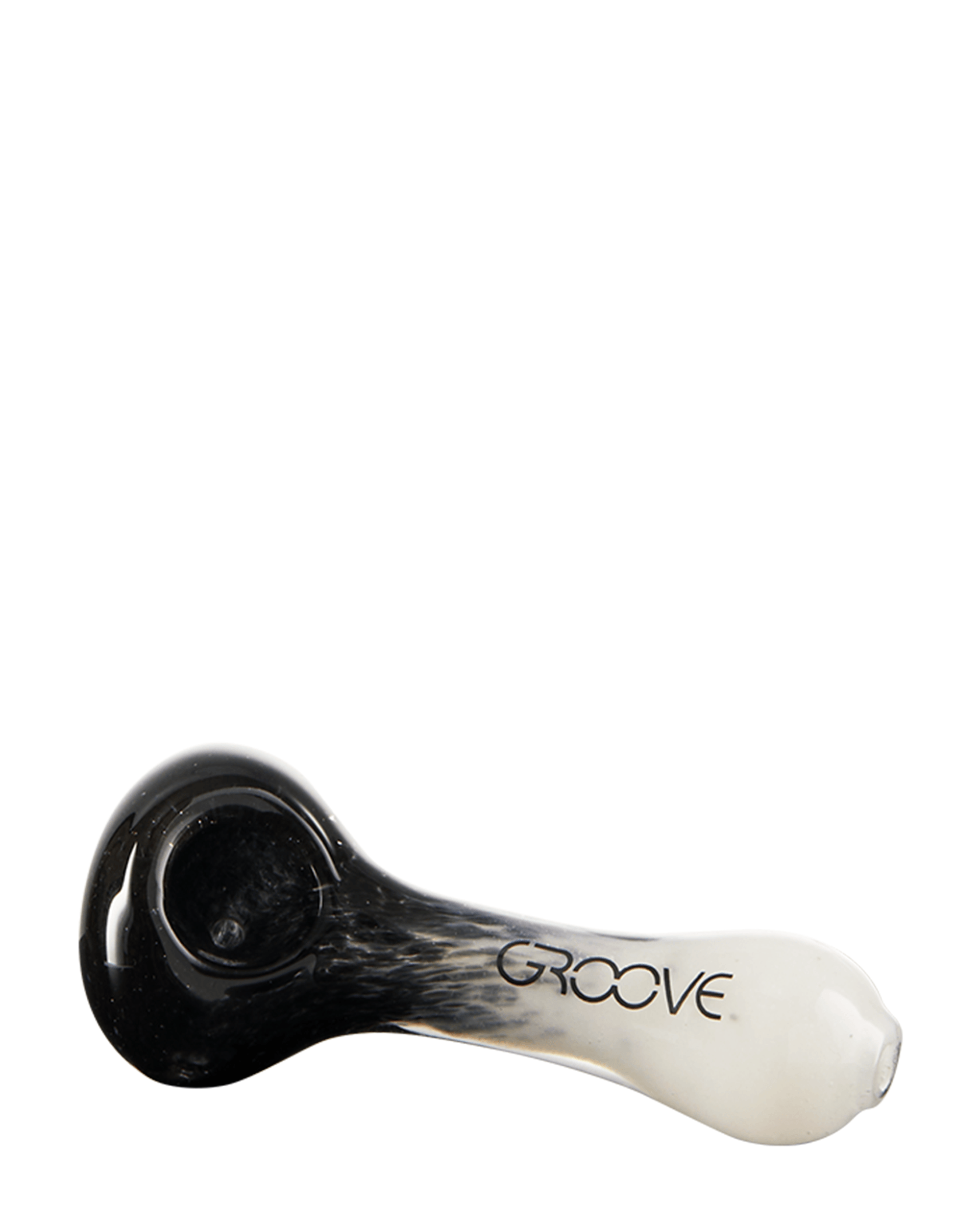Groove | Fritted Spoon Hand Pipe w/ Black Accents | 4in Long - Glass - Clear - 2