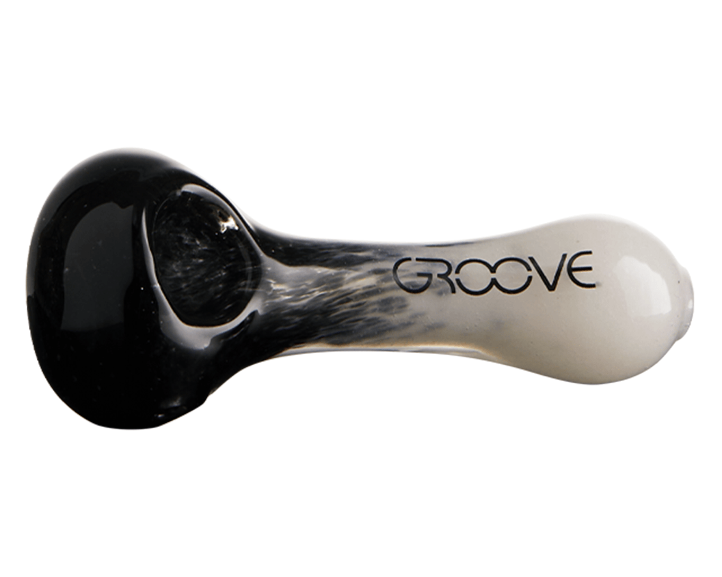 Groove | Fritted Spoon Hand Pipe w/ Black Accents | 4in Long - Glass - Clear - 4