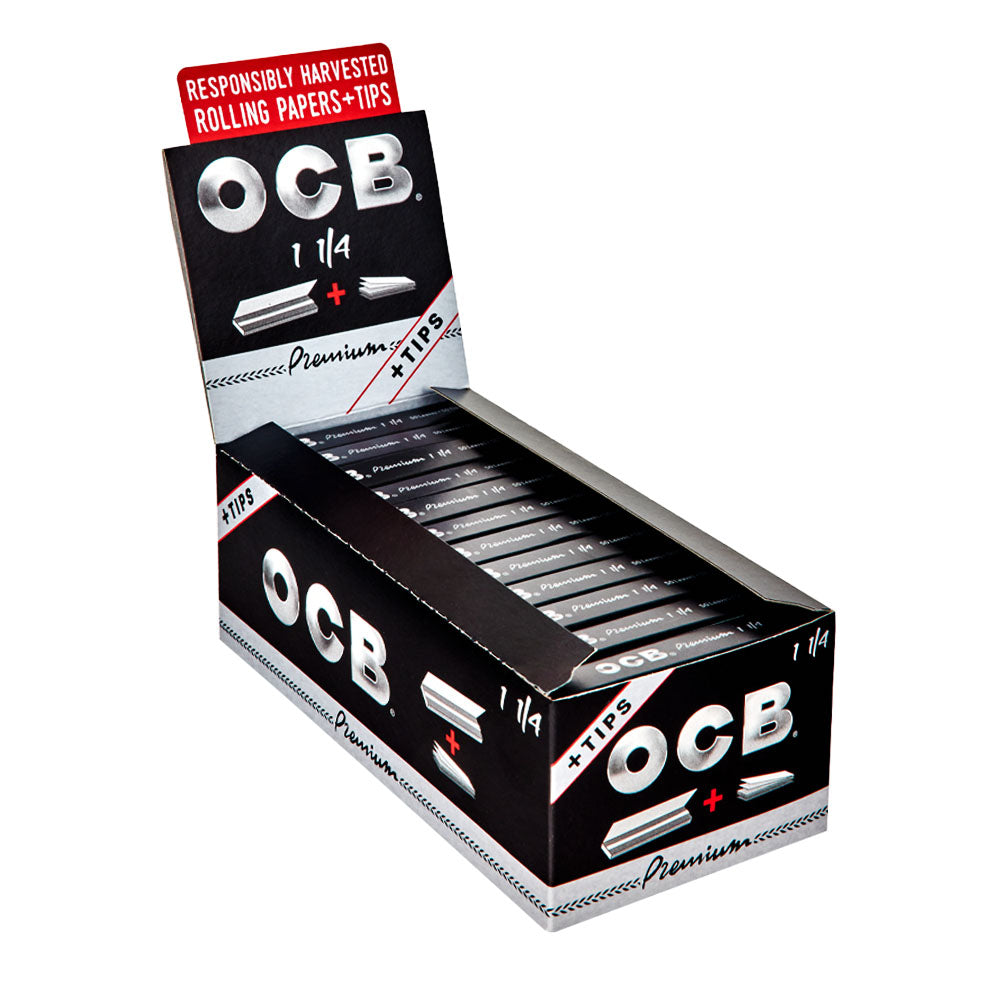 OCB | 'Retail Display' 1 1/4 Size Rolling Papers + Filter Tips | 76mm - Premium - 24 Count - 1