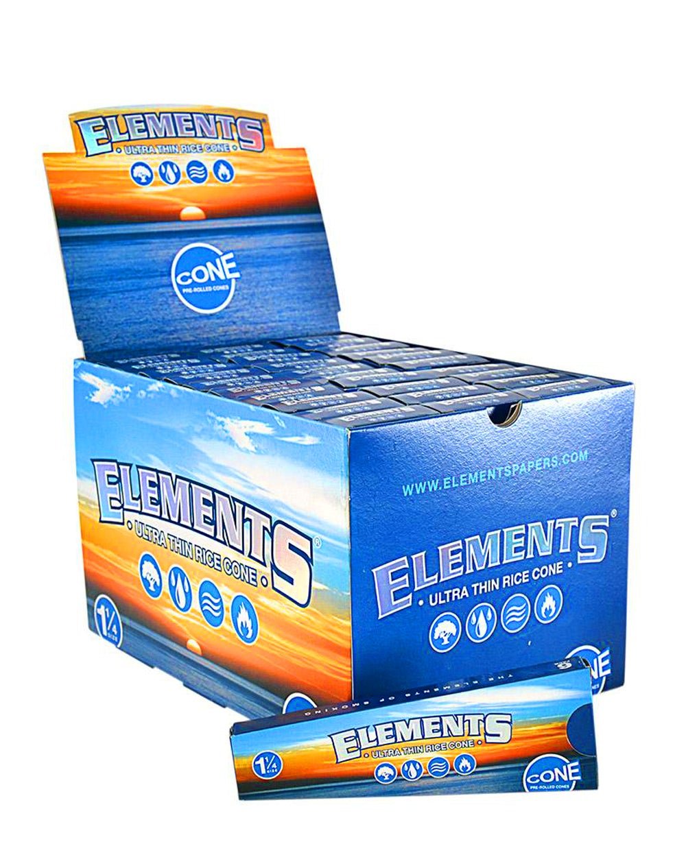 ELEMENTS | 'Retail Display' Ultra Thin Pre-Rolled Rice Cones | 84mm - Rice Paper - 180 Count - 1