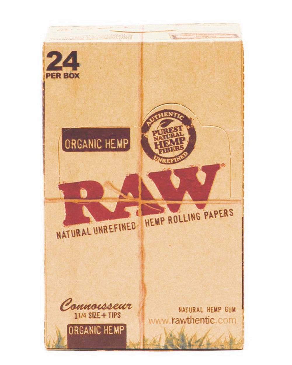 RAW | 'Retail Display' Connoisseur 1 1/4 Size Rolling Papers + Tips | 83mm - Organic Hemp - 24 Count - 3