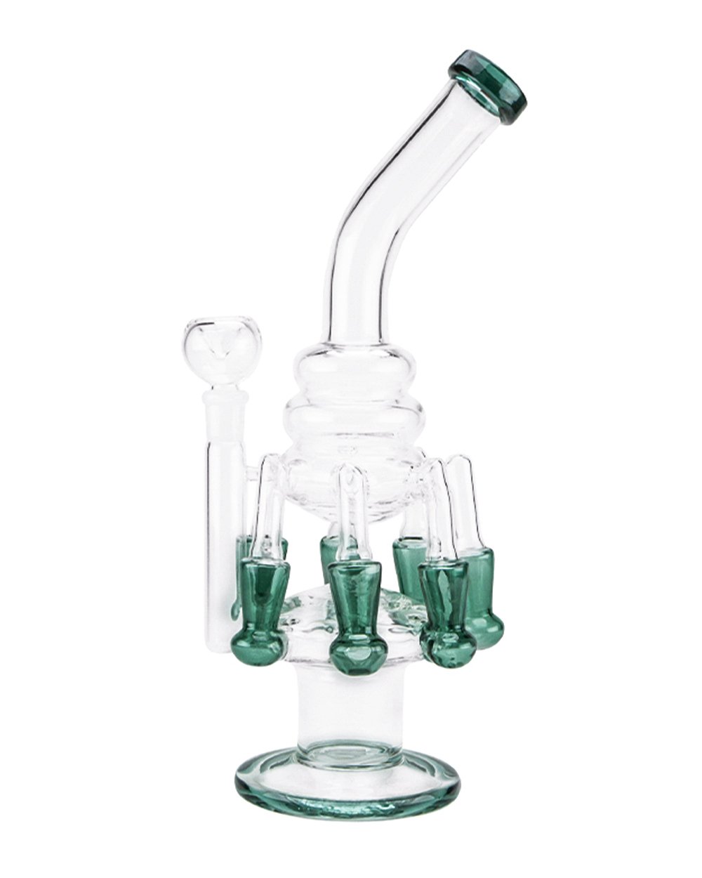 13" Teal Curved 7 Arm Recycler Water Pipe 14mm - 1