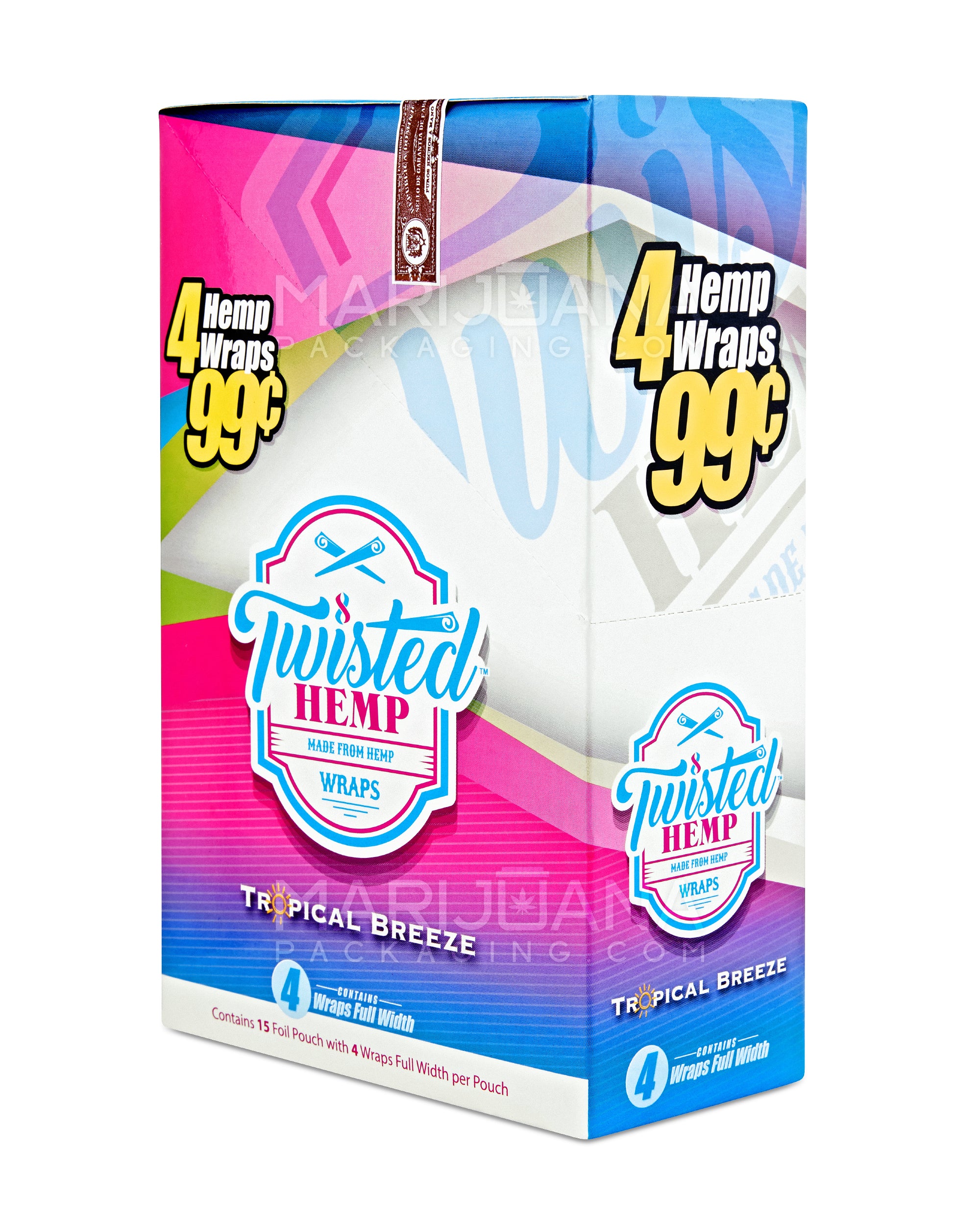 TWISTED HEMP | 'Retail Display' Blunt Wraps | 100mm - Tropical Breeze - 15 Count - 2