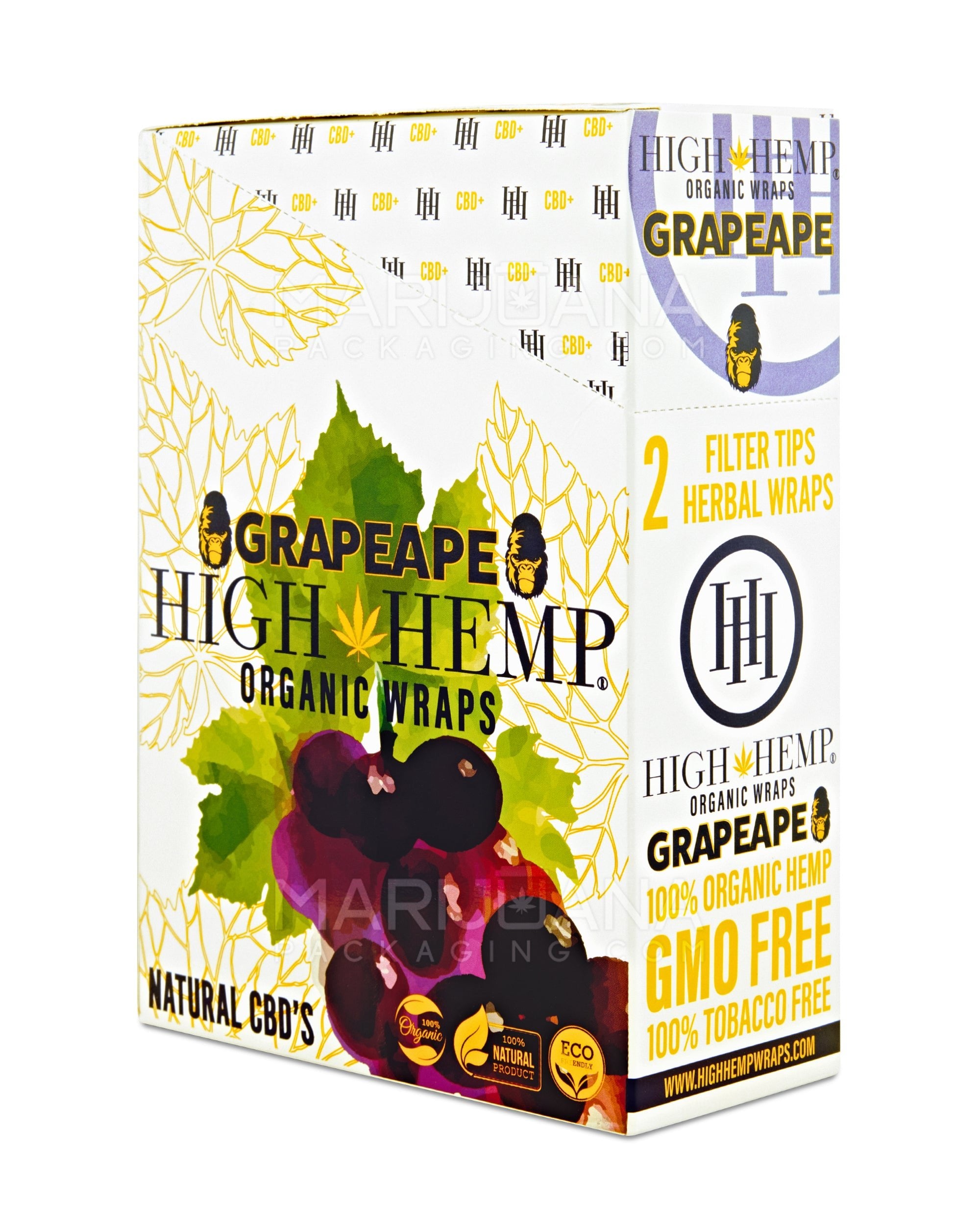 HIGH HEMP | 'Retail Display' Organic Hemp Blunt Wraps | 100mm - Grape Ape - 25 Count - 2
