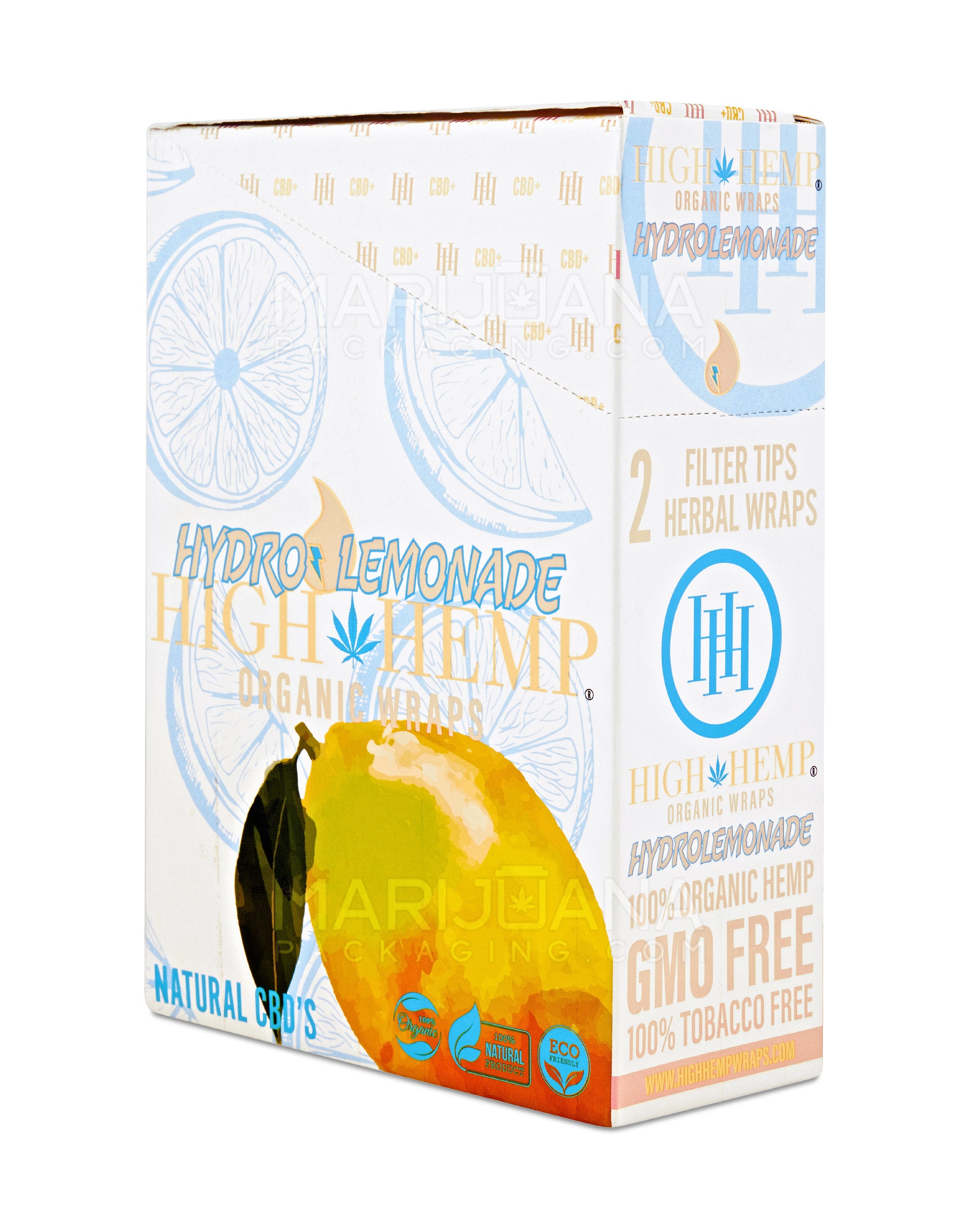 HIGH HEMP | 'Retail Display' Organic Hemp Blunt Wraps | 100mm - Hydro Lemonade - 25 Count - 2