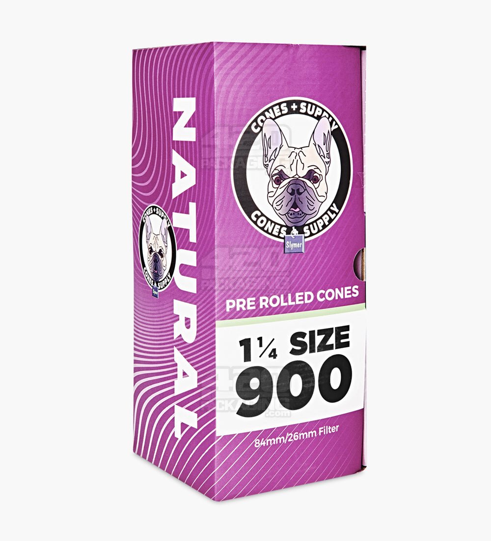 Cones + Supply 84mm 1 1/4 Size Pre Rolled Natural Cones 900/Box - 1