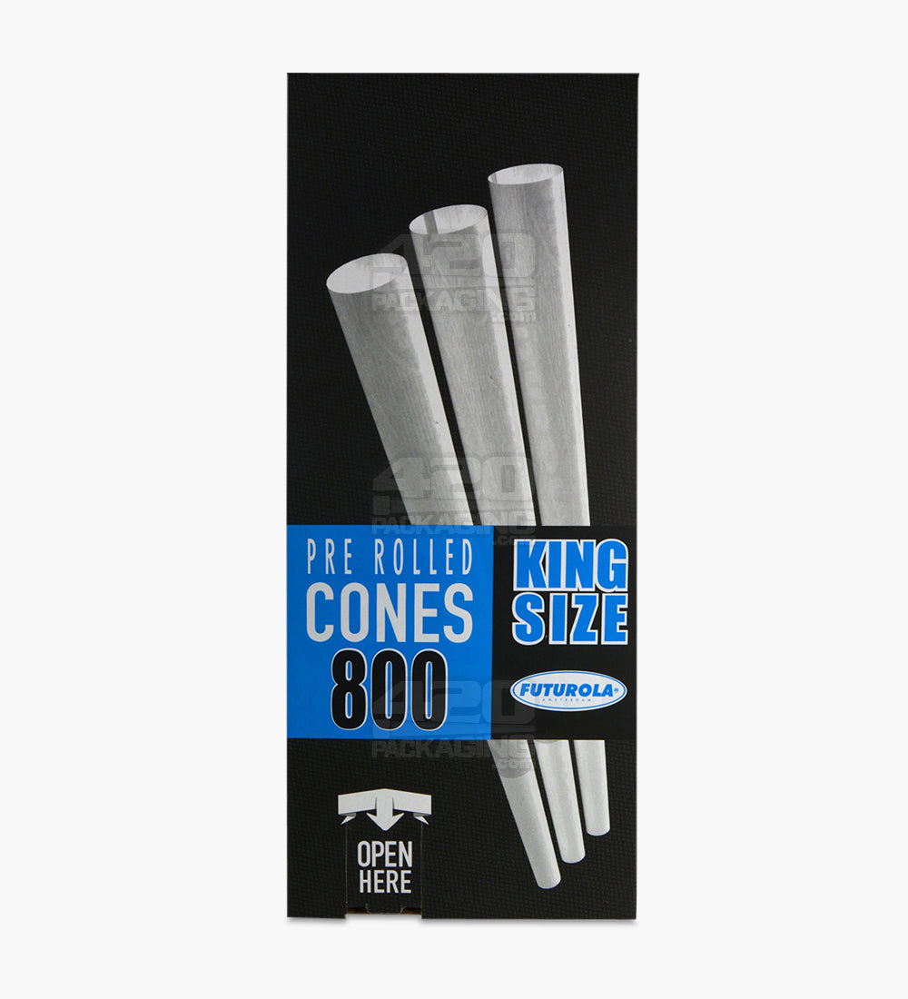 Futurola 109mm King Size Pre Rolled Classic White Paper Cones 800/Box - 5