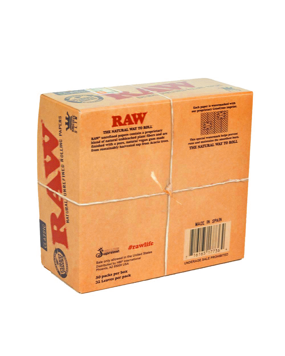 RAW | 'Retail Display' King Size Slim Ultra Thin Rolling Papers | 110mm - Classic - 50 Count - 5
