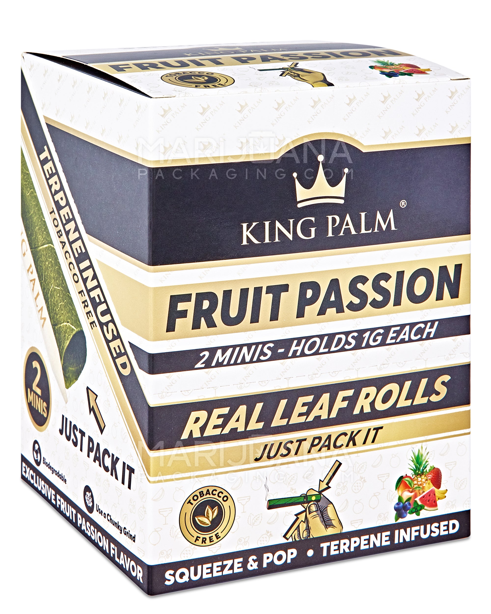KING PALM | 'Retail Display' Natural Leaf Mini Rolls Blunt Wraps | 85mm - Fruit Passion - 20 Count - 2