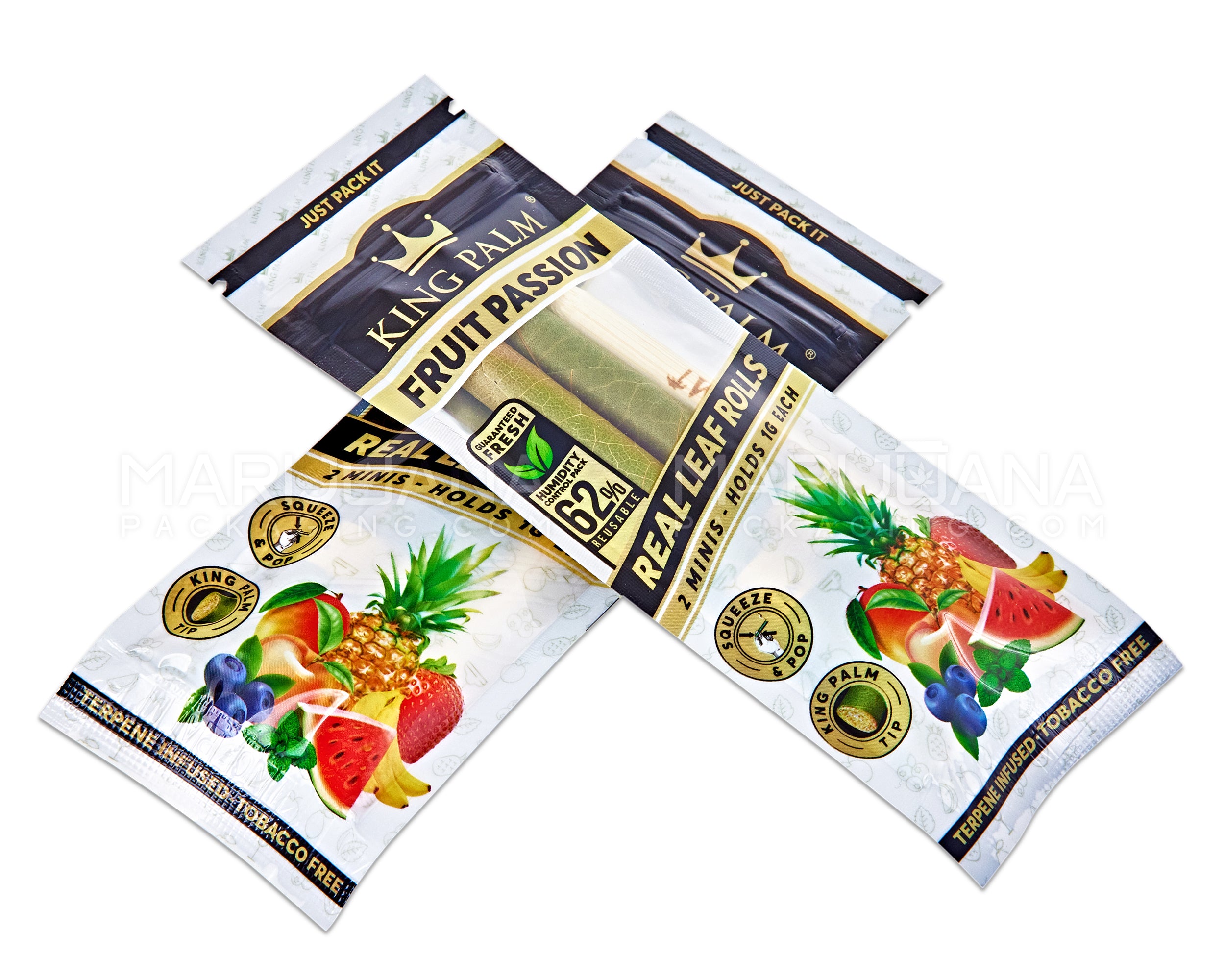 KING PALM | 'Retail Display' Natural Leaf Mini Rolls Blunt Wraps | 85mm - Fruit Passion - 20 Count - 3