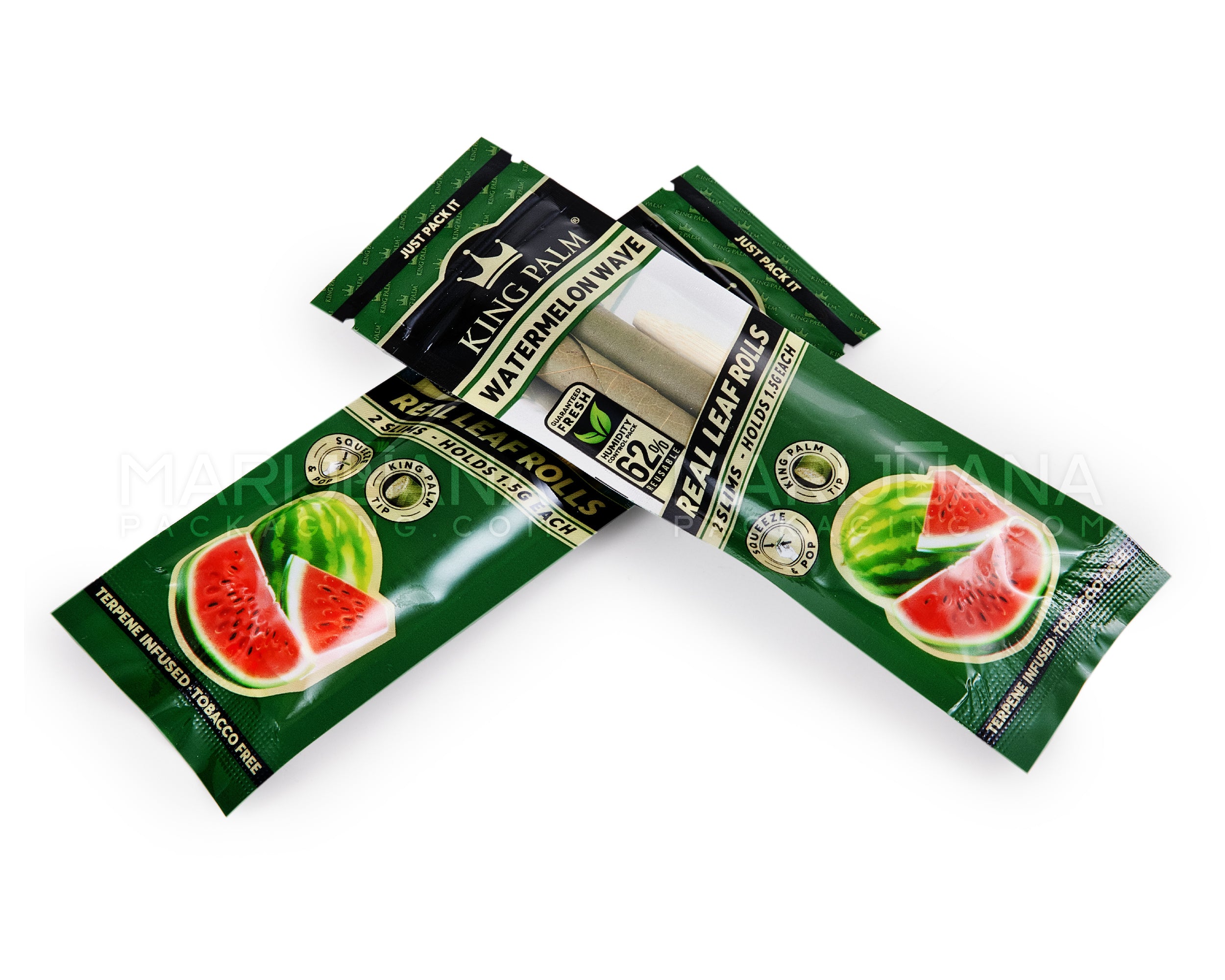 KING PALM | 'Retail Display' Natural Leaf Slim Rolls Blunt Wraps | 100mm - Watermelon - 20 Count - 4