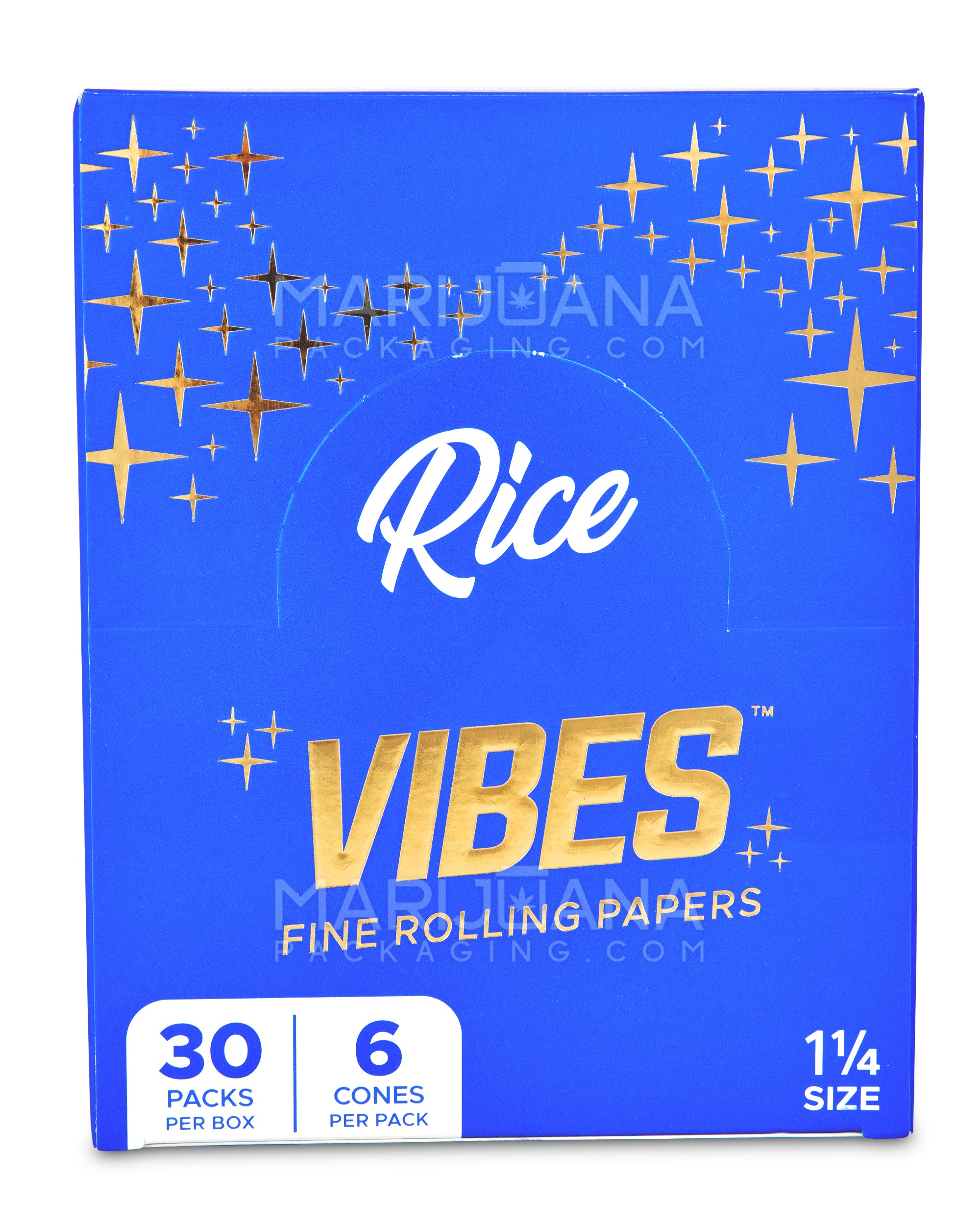 VIBES | 'Retail Display' 1 1/4 Size Rice Pre-Rolled Cones | 84mm - Rice Paper - 30 Count - 4