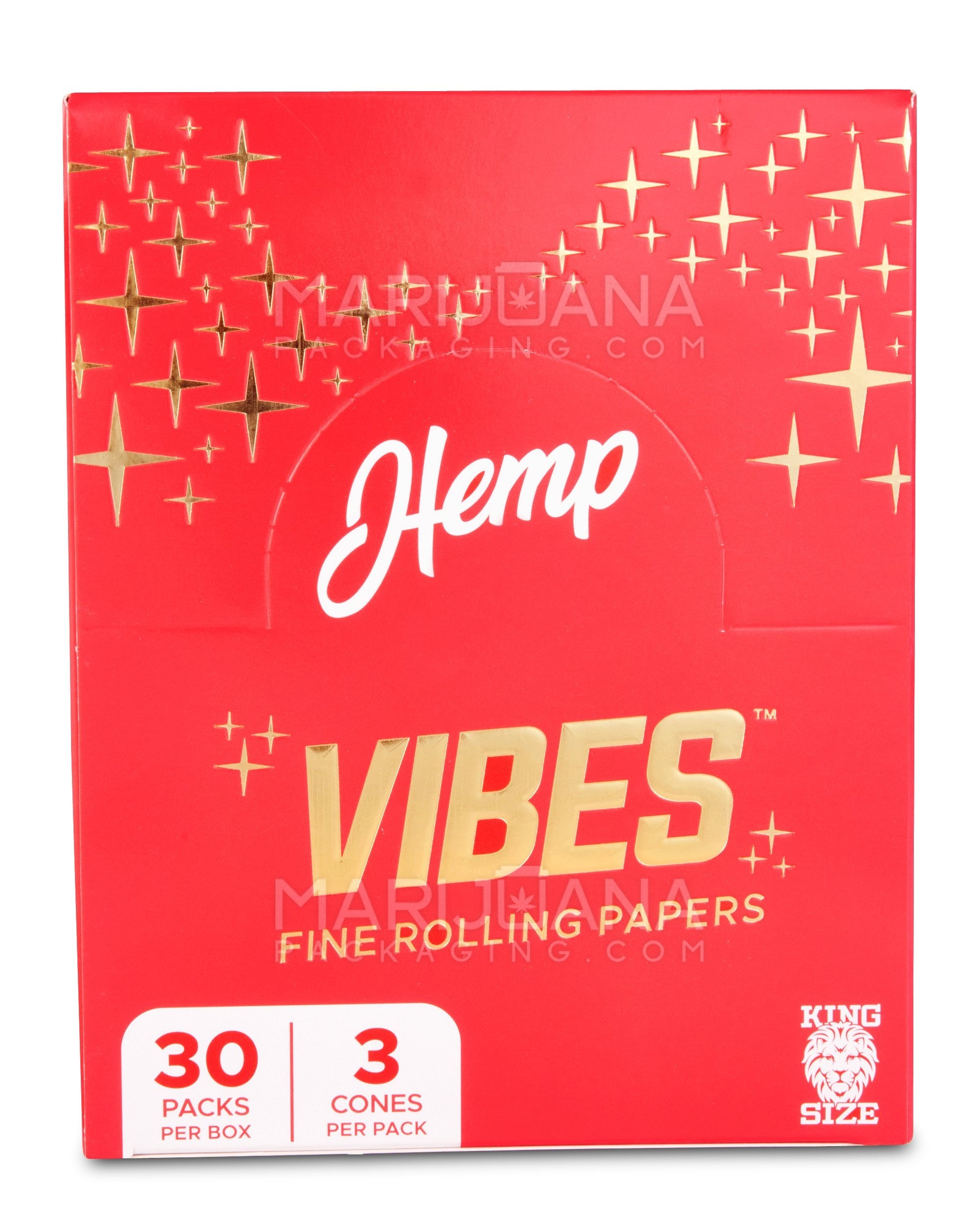 VIBES | 'Retail Display' King Size Hemp Pre-Rolled Cones | 109mm - Hemp Paper - 30 Count - 4
