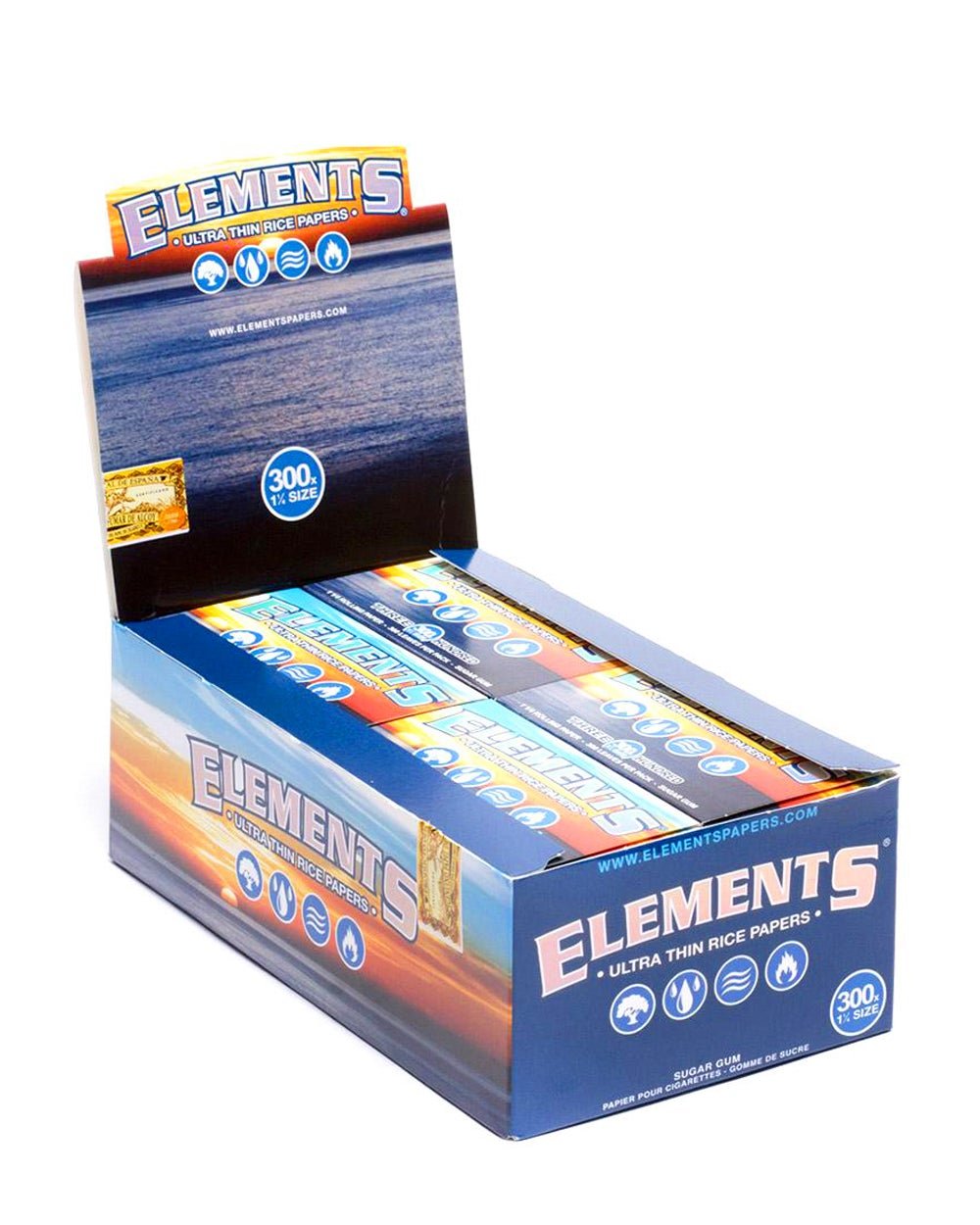 ELEMENTS | 'Retail Display' 300x 1 1/4 Size Ultra Thin Rolling Papers | 83mm - Rice Paper - 20 Count - 1