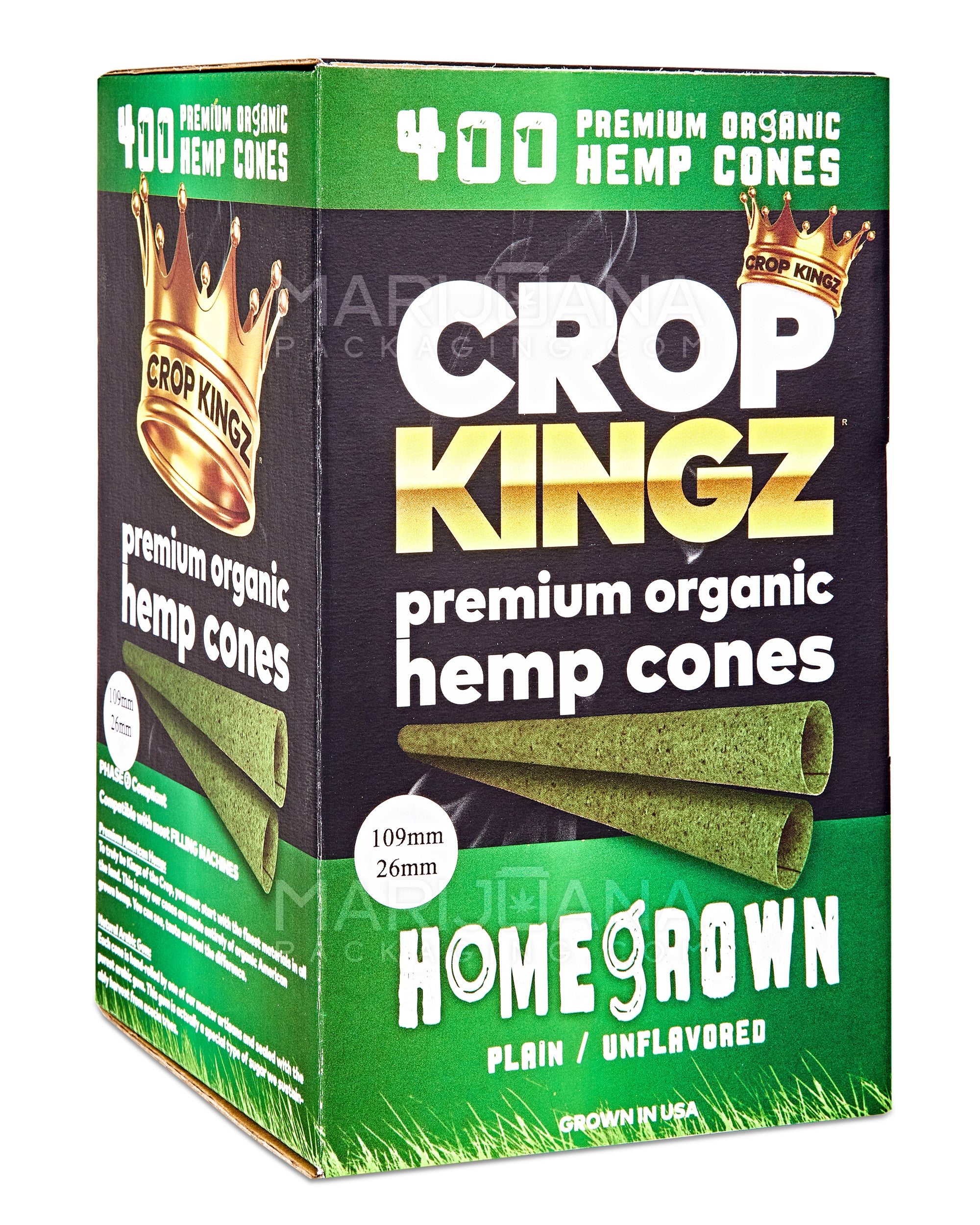 CROP KINGZ | King Size Premium Organic Hemp Cones | 109mm - Hemp Paper - 400 Count - 1